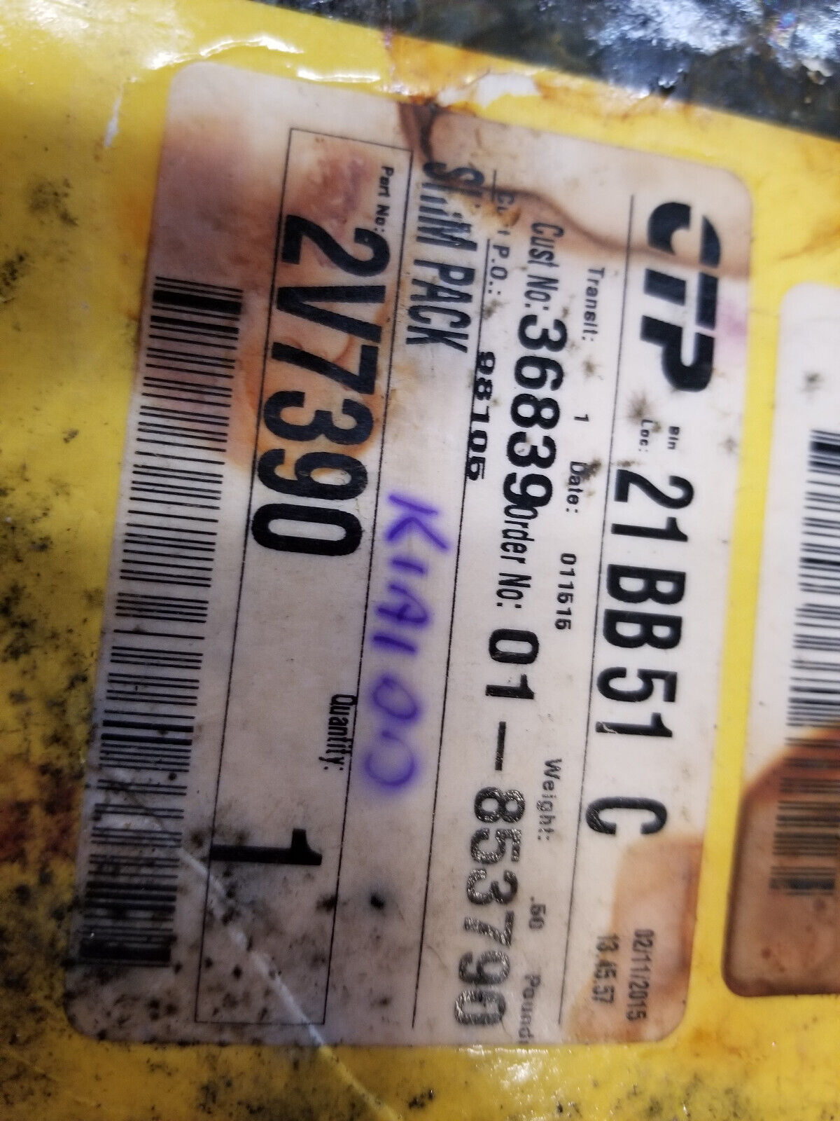 CTP 2V7390 SHIM PACK 2V-7390
