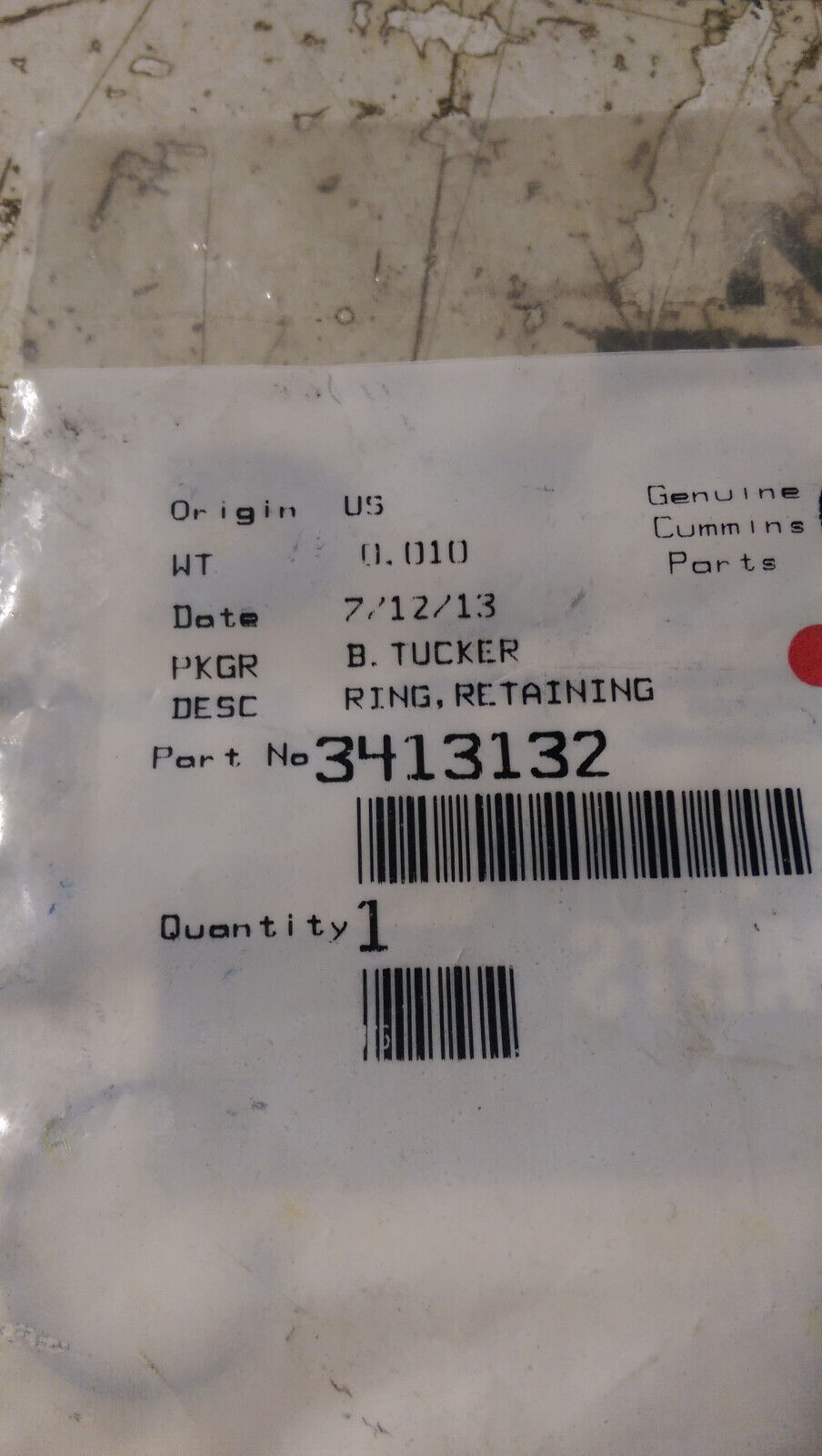 LOT OF 5 - 3413132 CUMMINS RETAINING RING C CLIP