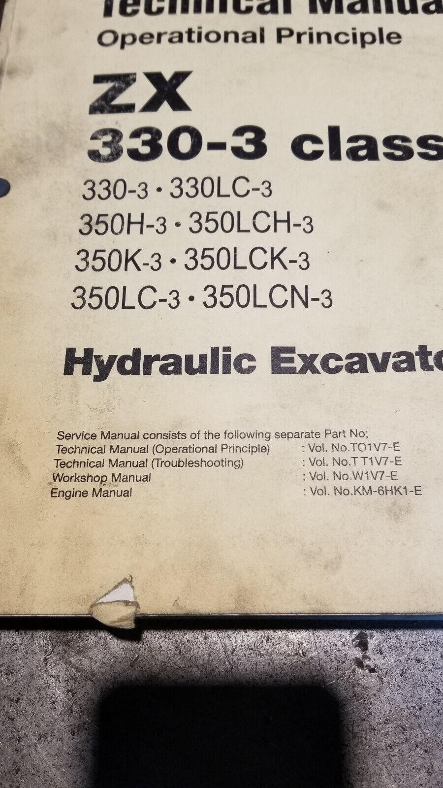 TO1V7-E-01 HITACHI ZX 330-3 CLASS TECHNICAL MANUAL