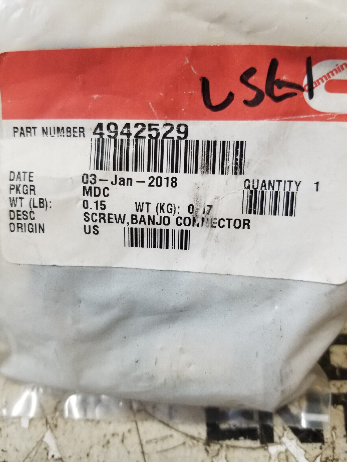 Cummins Banjo Connector Screw 4942529