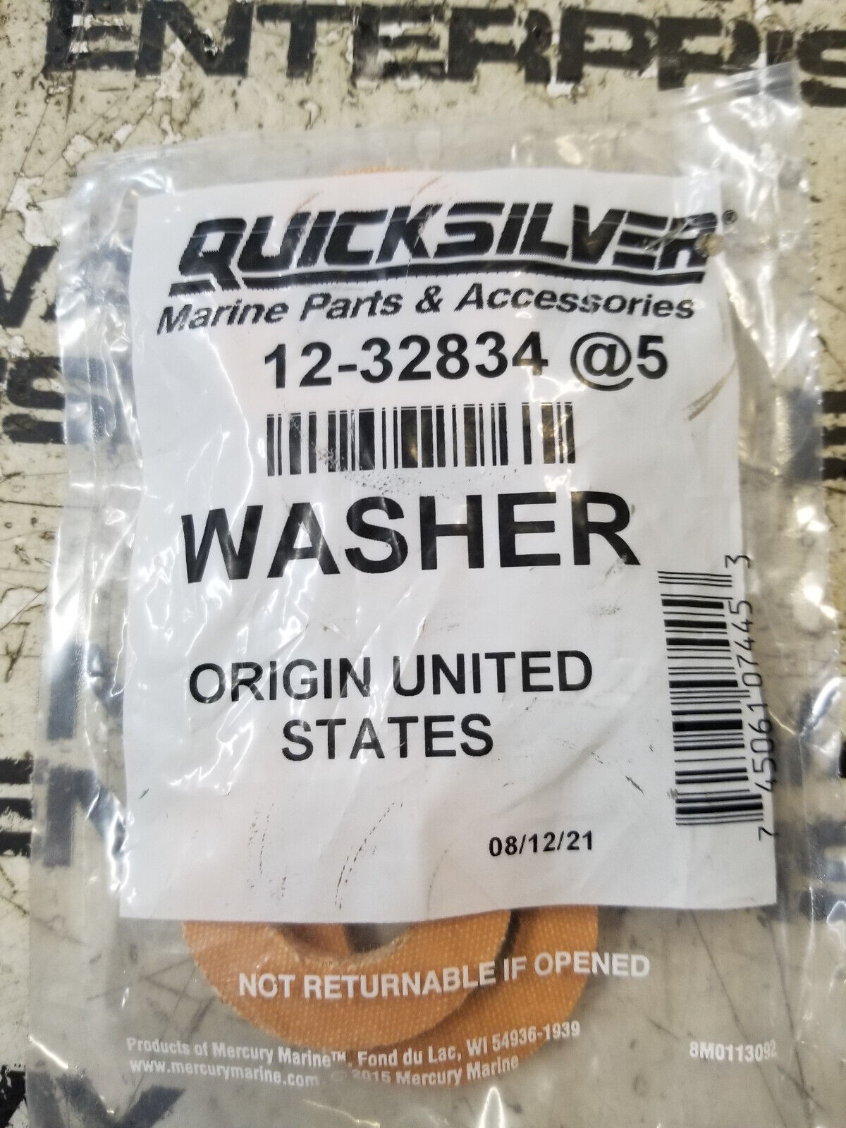 1 BAG OF 5 - QUICKSILVER 12-32834 WASHER