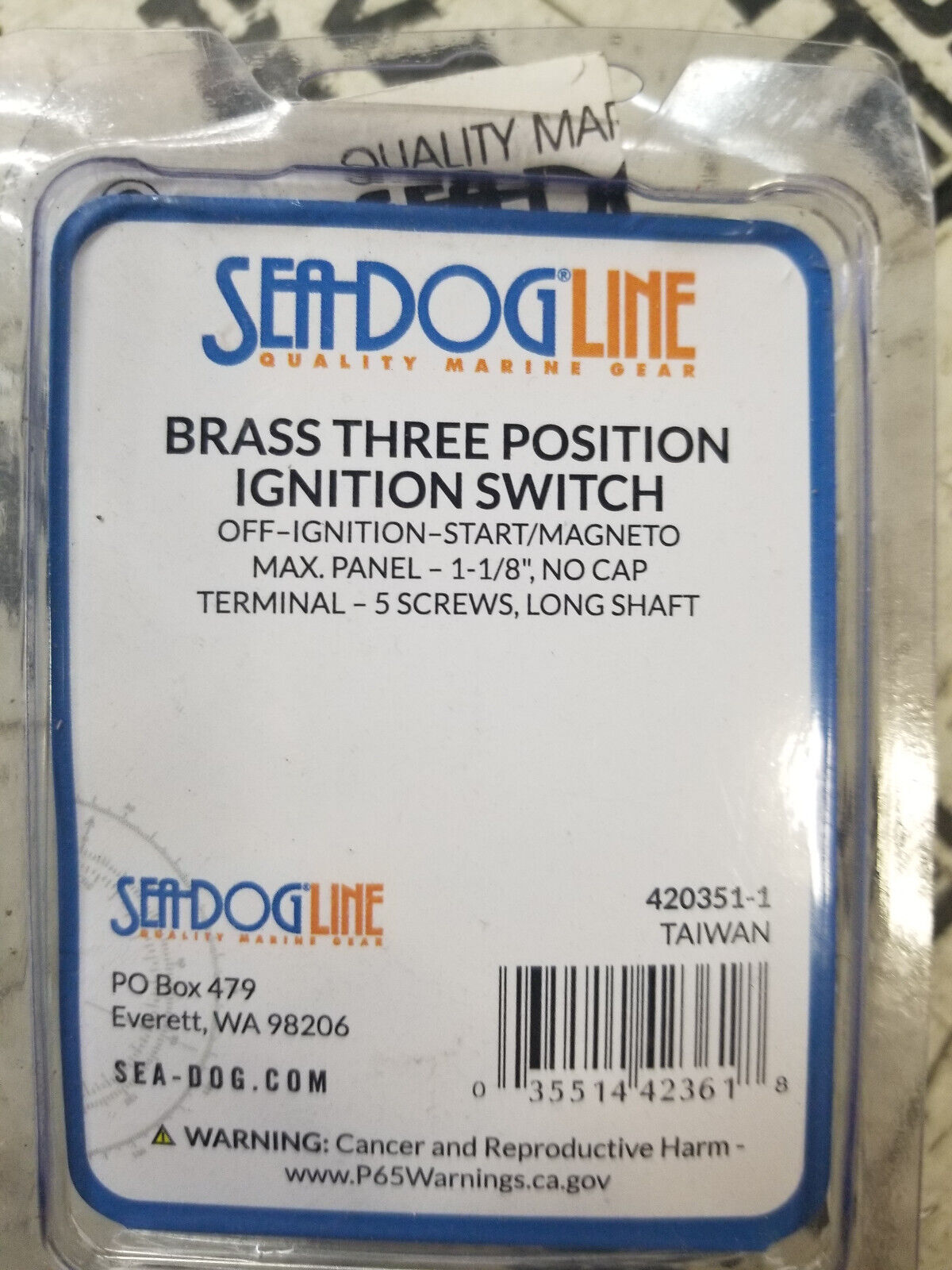 Sea-Dog Brass 3-Position Key Switch 420351-1