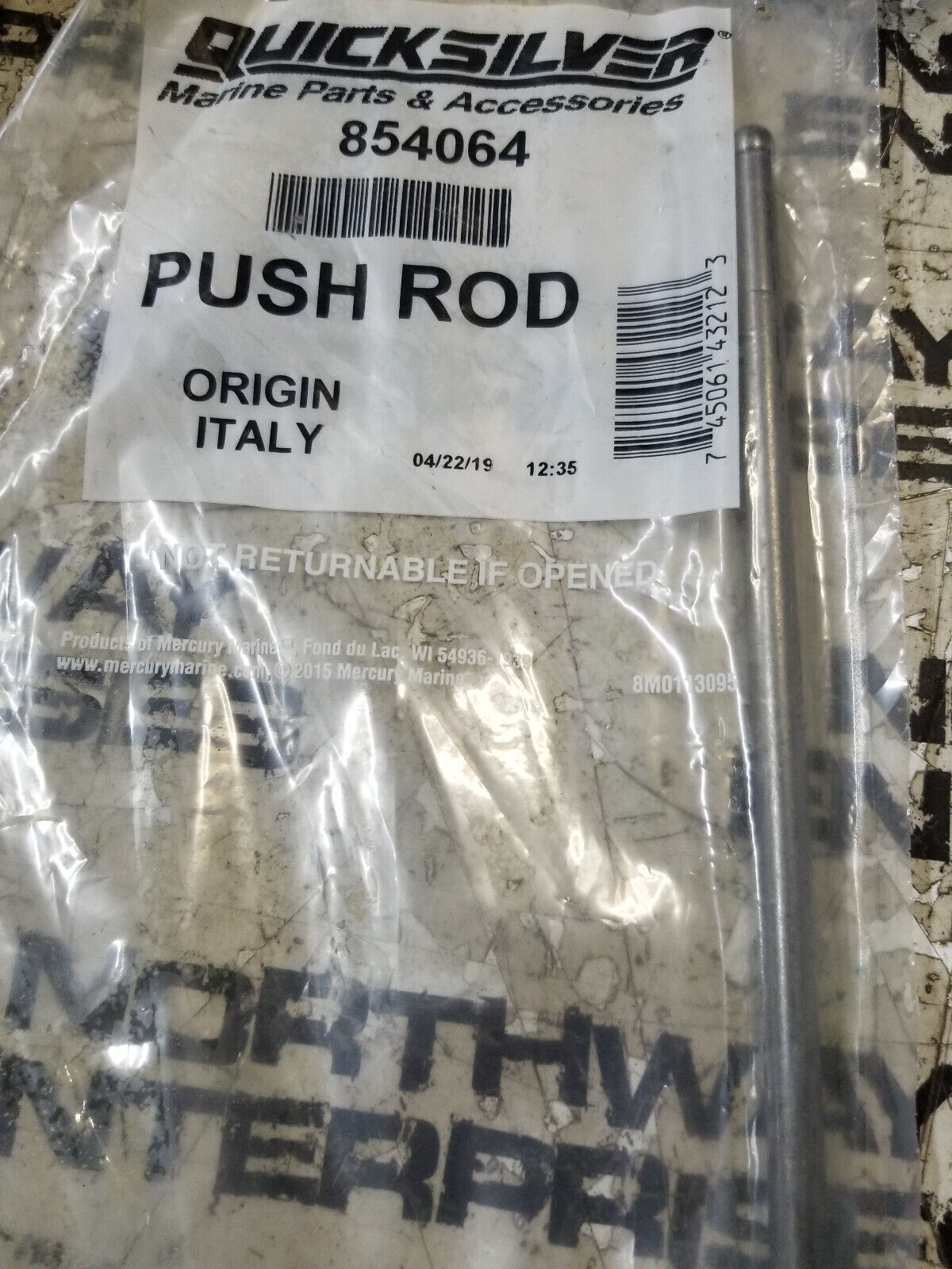 854064 Genuine OEM Mercury Mercruiser Quicksilver Push Rod