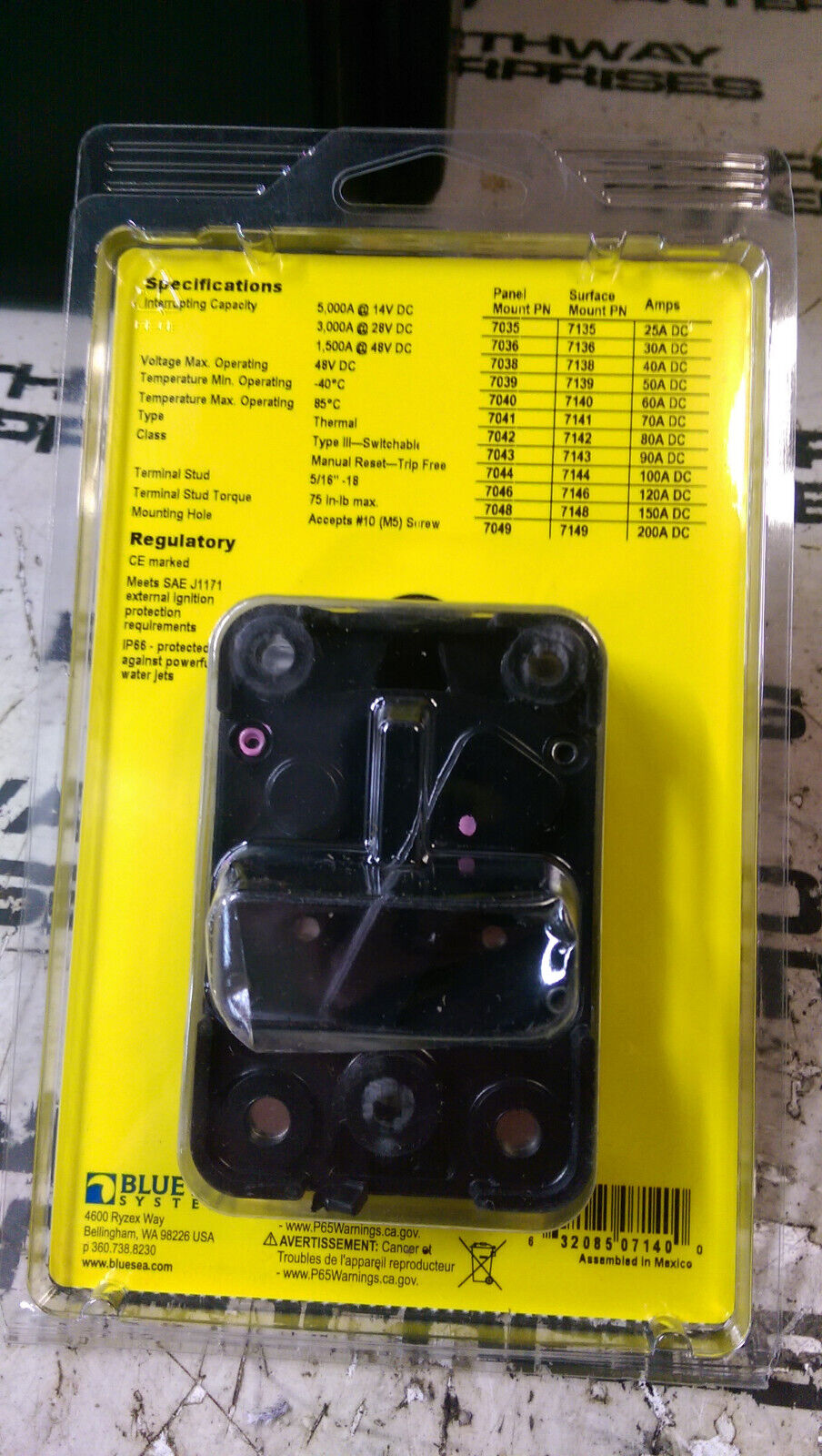 Blue Sea Systems 7140 187-Series 60 Amp Circuit Breaker Surface Mount