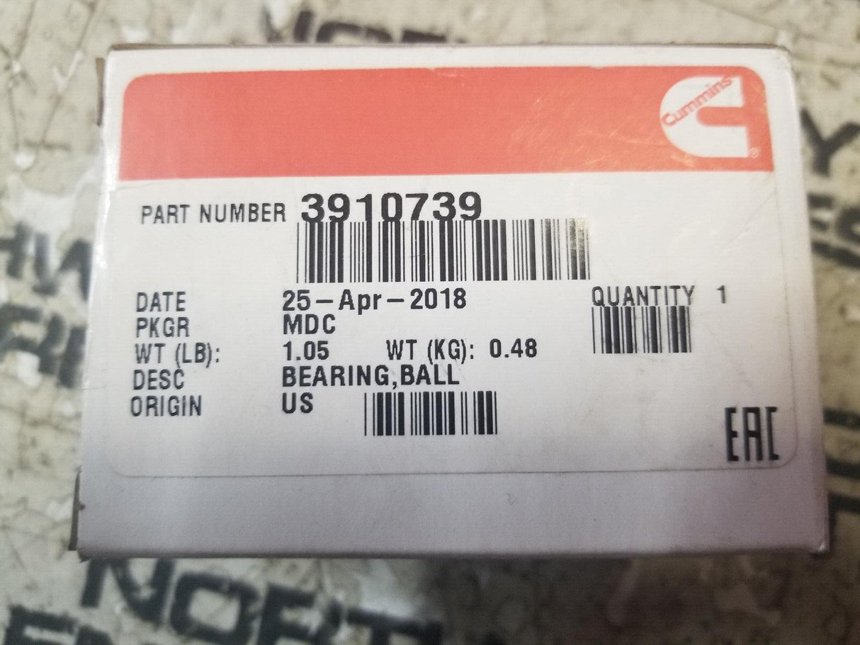Cummins 3910739 Fan Drive Ball Bearing 5.9L, 6.7L 89-12