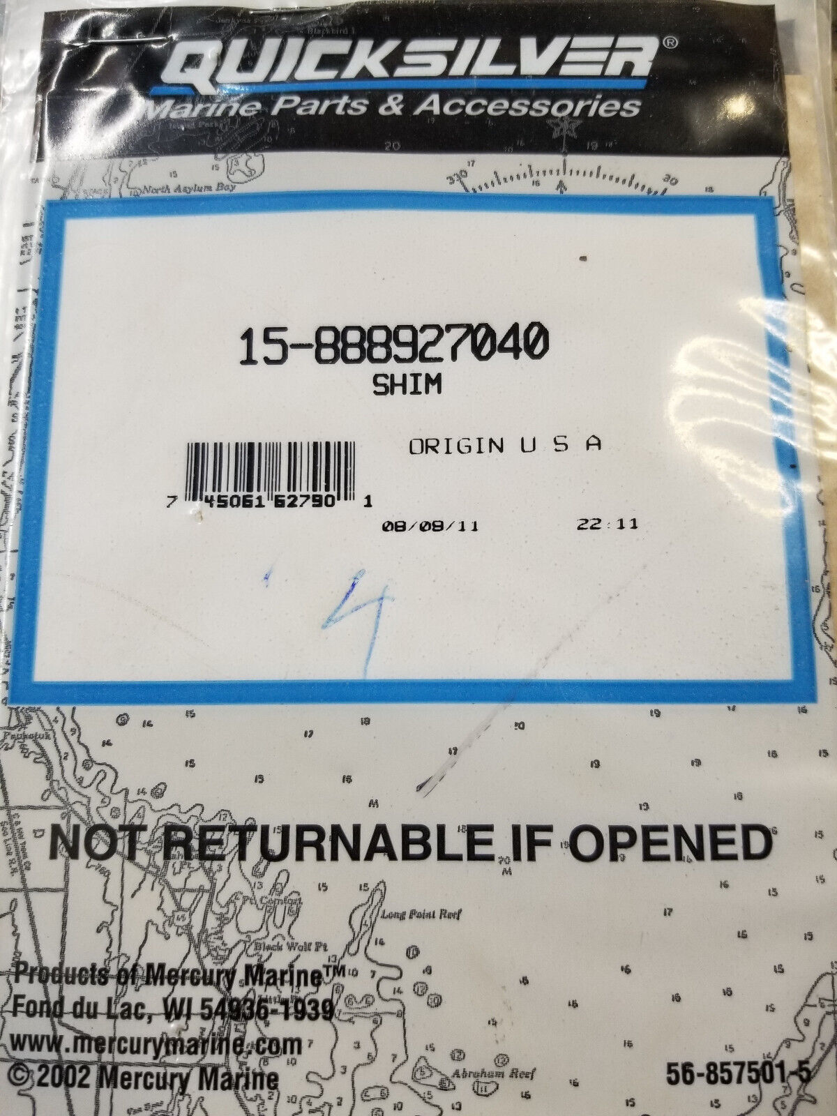 New Mercury Mercruiser Quicksilver OEM Part 15888927040 Shim 15-888927040