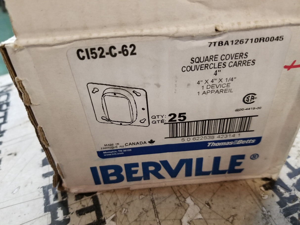 BOX OF 25PC - IBERVILLE CI-52-C-62 4" SQUARE BOX COVER CI52-C-62