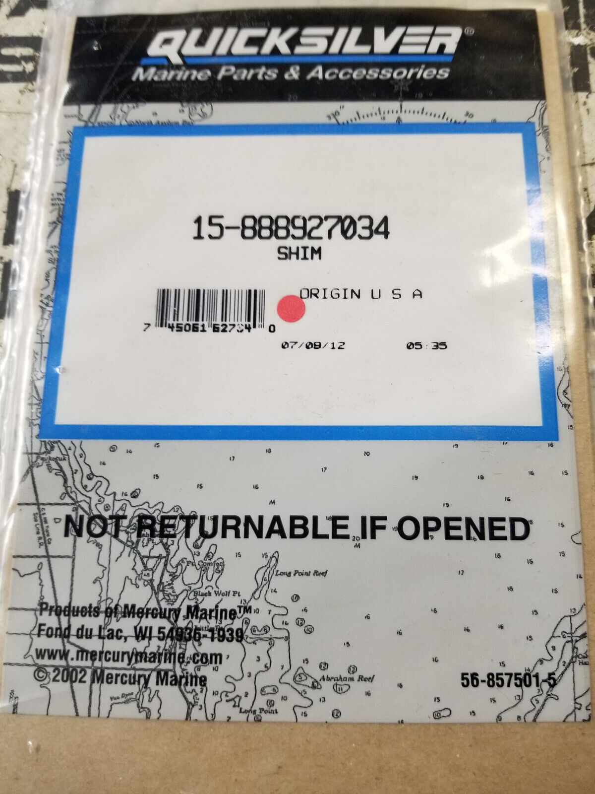 New Mercury Mercruiser Quicksilver OEM Part 15-888927034 Shim