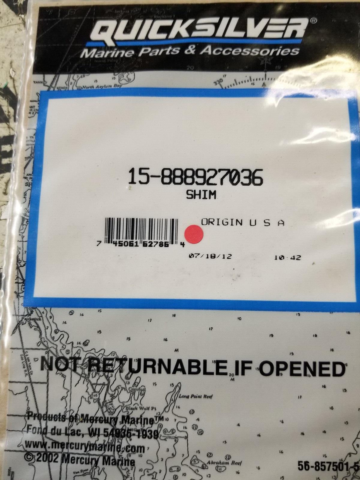 New Mercury Mercruiser Quicksilver OEM Part 15-888927036 Shim