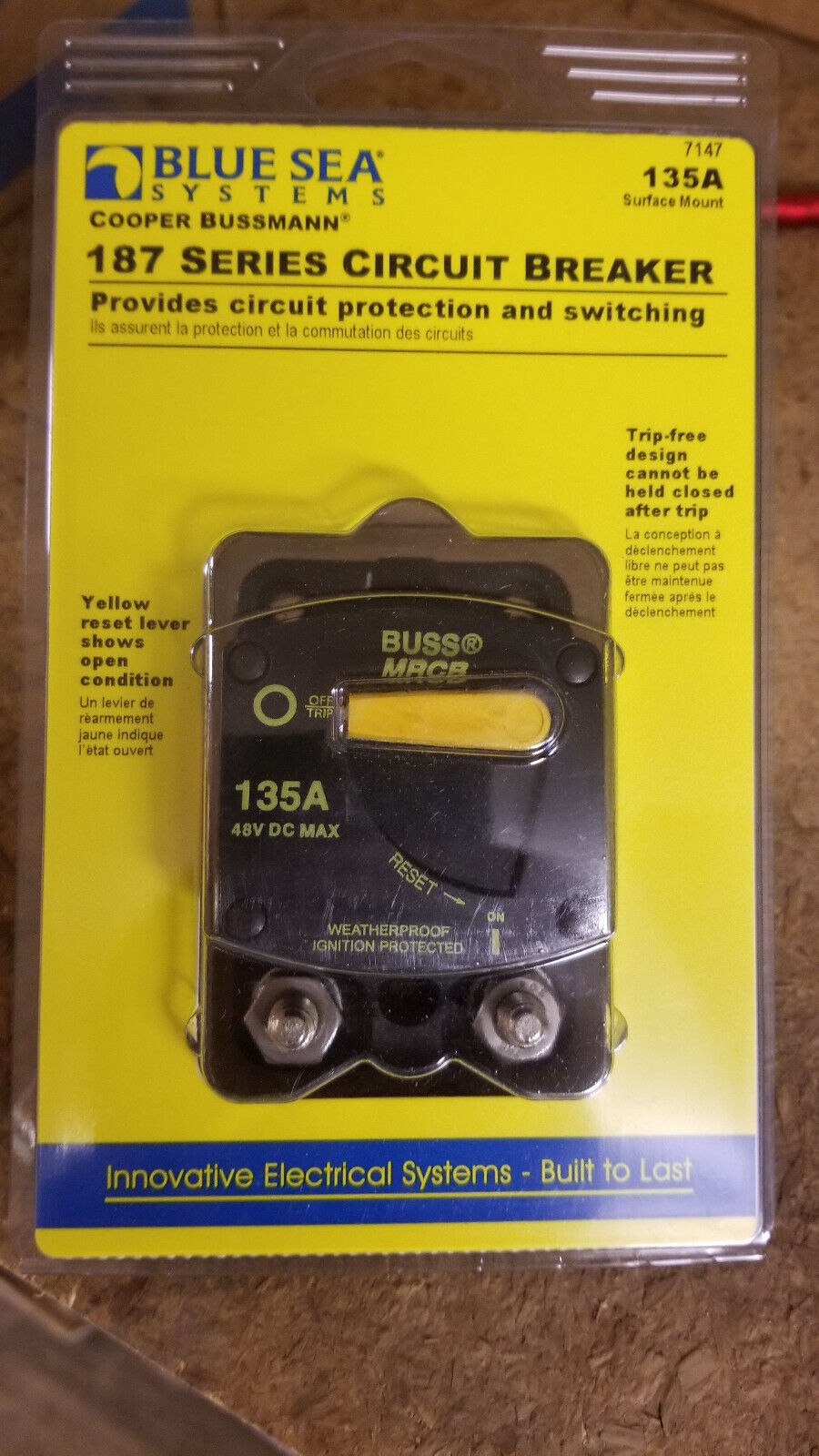 Blue Sea 187-Series 135 Amp 48vdc Circuit Breaker Surface Mount