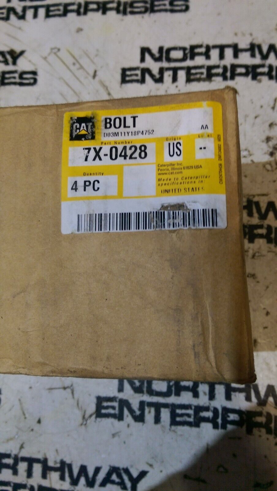 CATERPILLAR 7X-0428 BOLT - 4 BOLTS