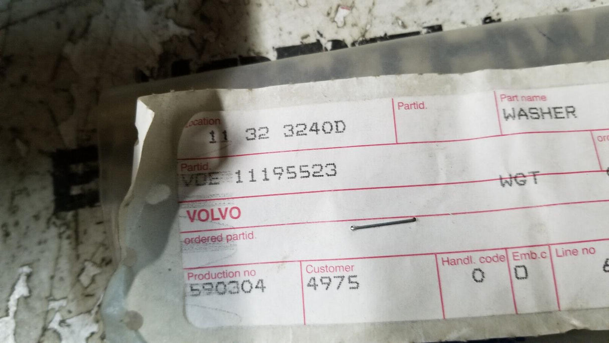 BAG OF 2 - 11195523 Washer Fits Volvo DA25D DA30D