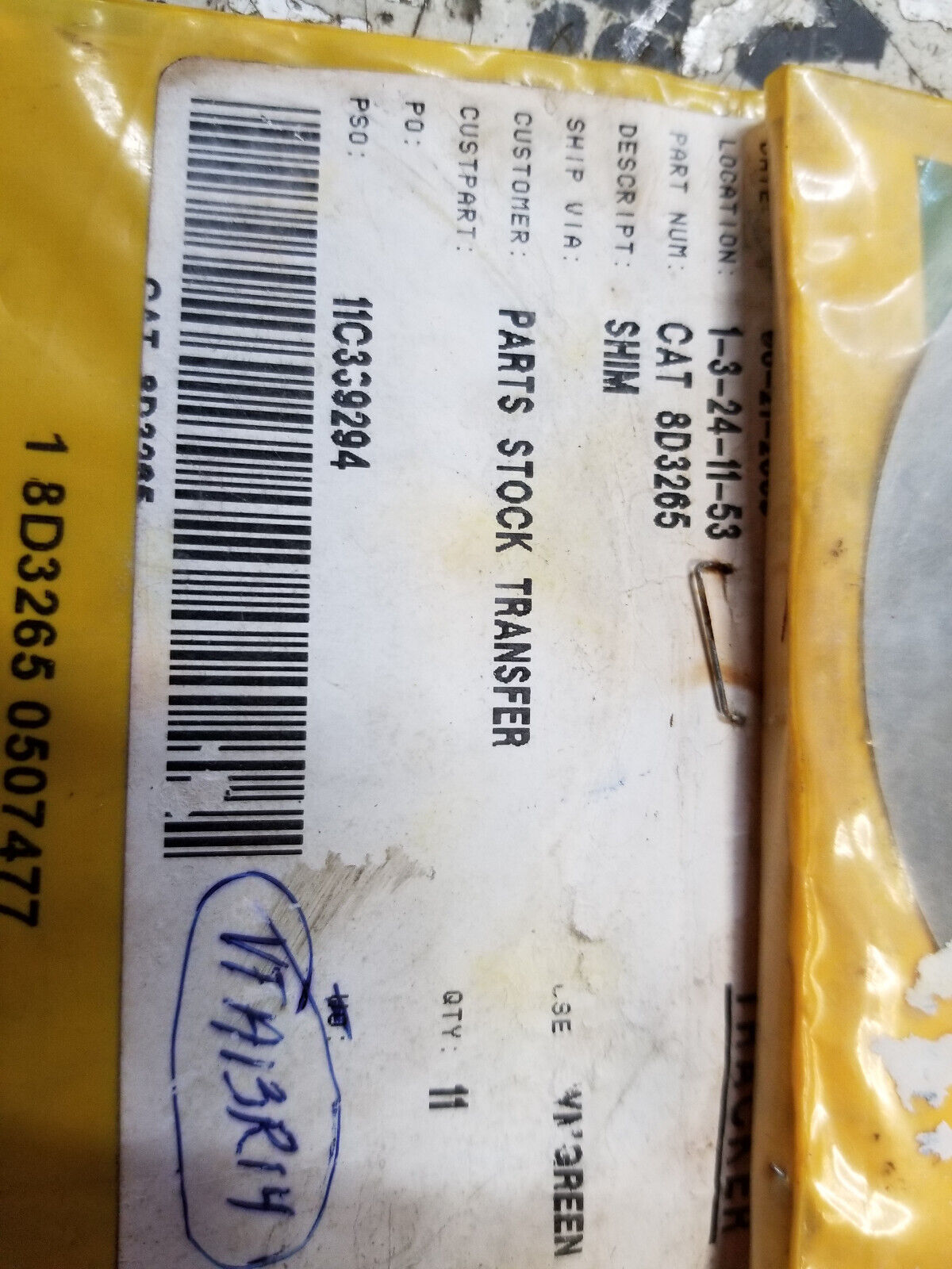 LOT OF 2PC. CAT SHIM 8D-3265 8D3265