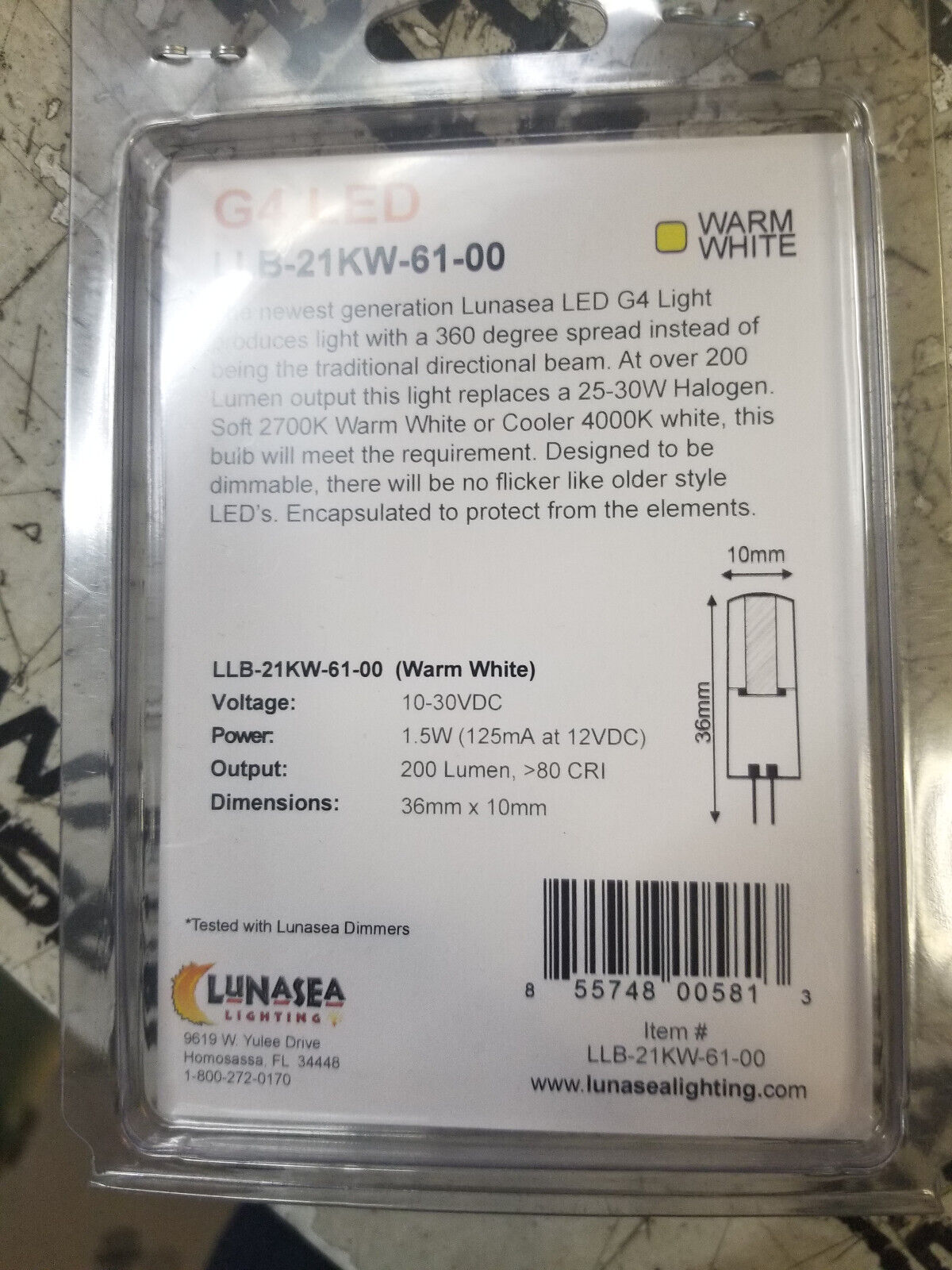Lunasea LLB-21KW-61-00 COB G4 LED Light Bulb