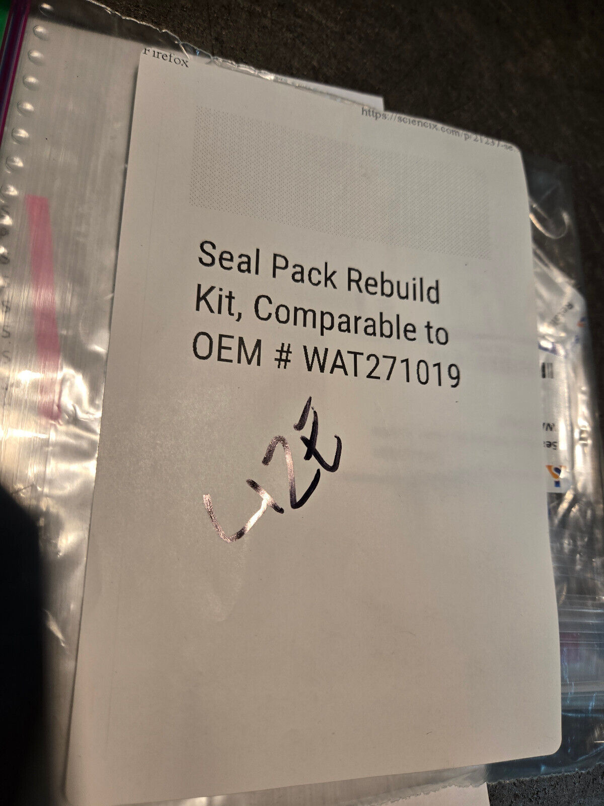 CTS-10839 (POSSIBLY INCOMPLETE) Seal Pack Rebuild Kit, Comparable # WAT271019