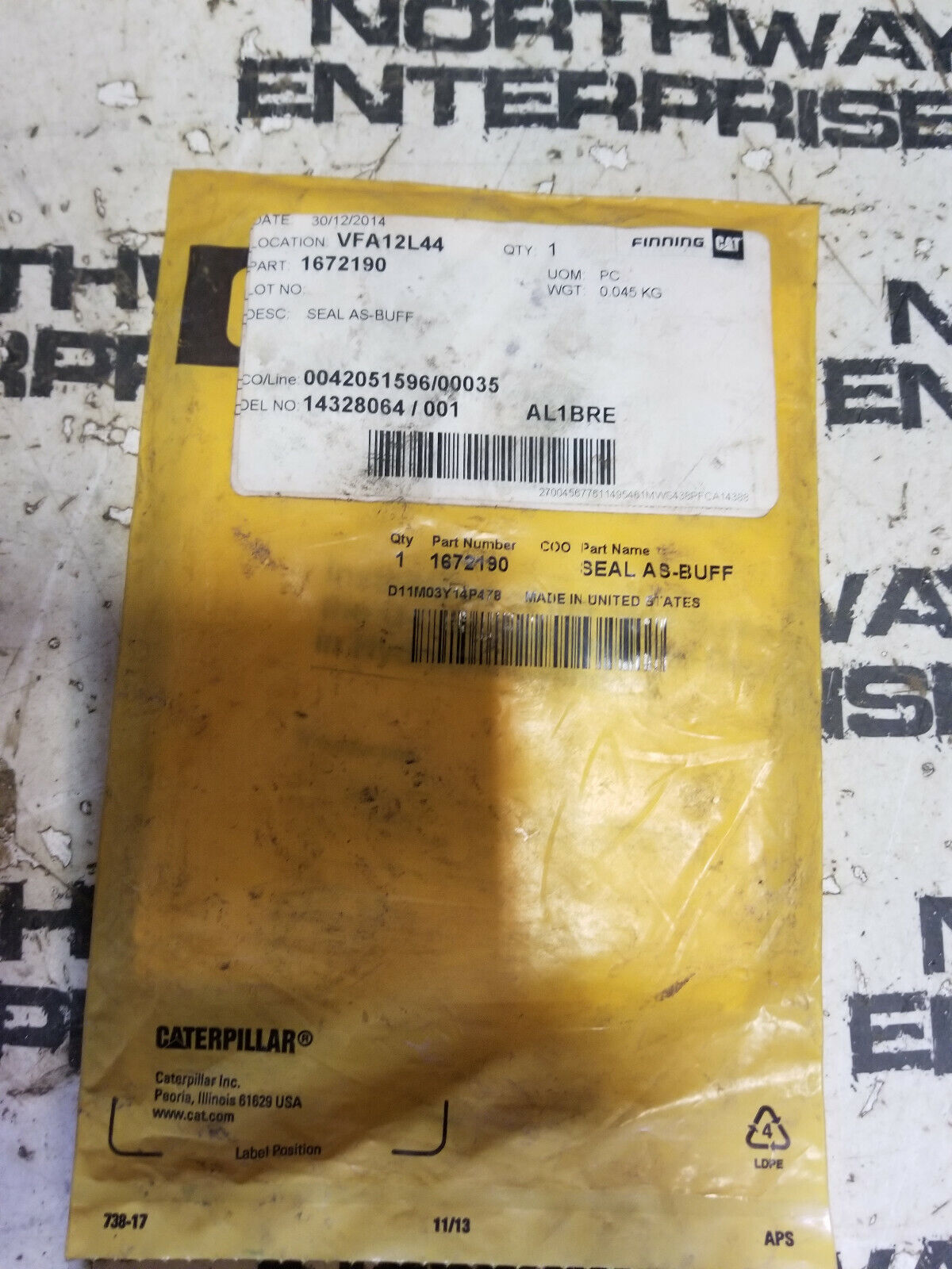 167-2190 CATERPILLAR SEAL