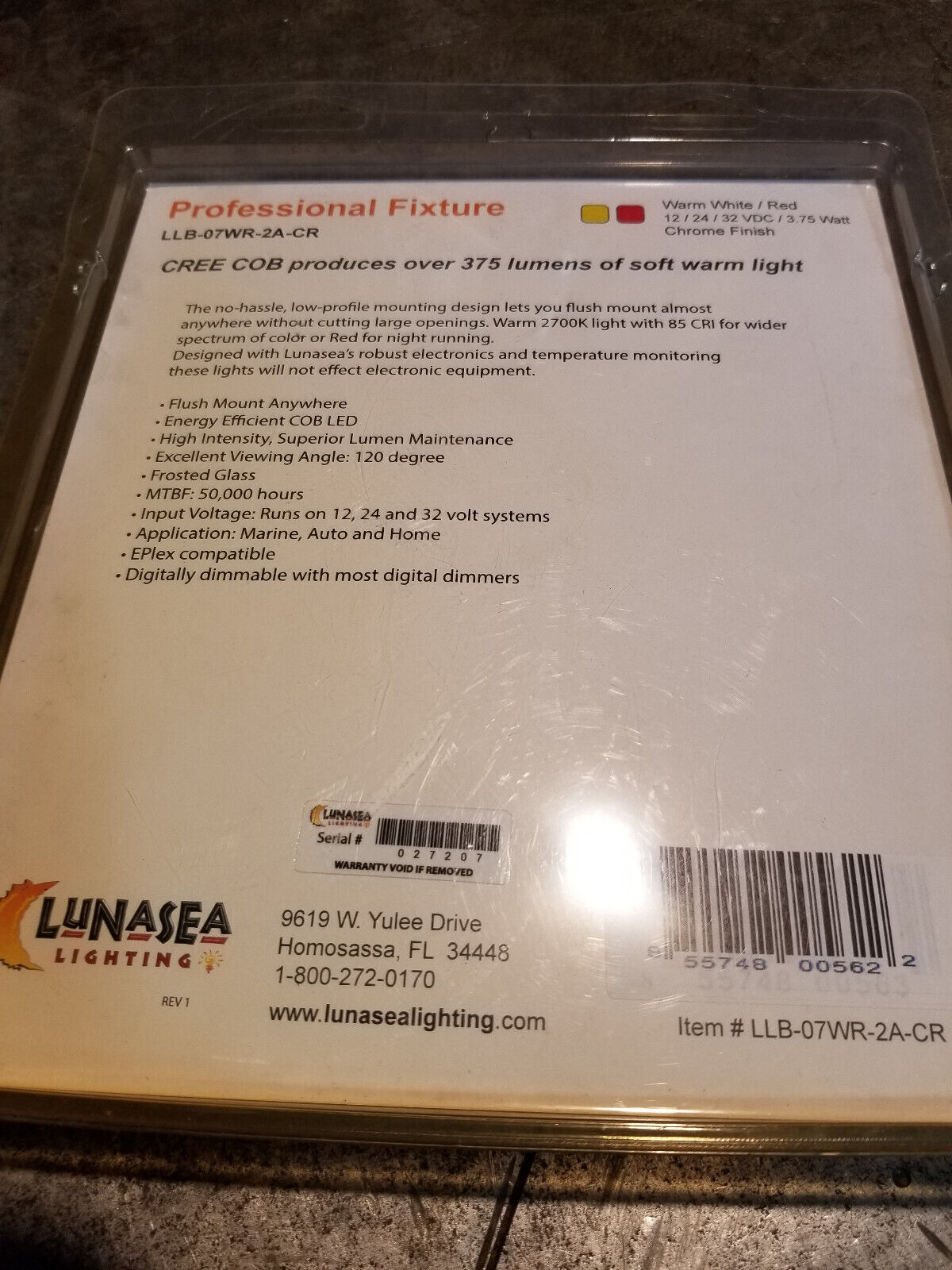LLB-07WR-2A-CR Surface LED Chrome 6.75" W/R by LunaSea