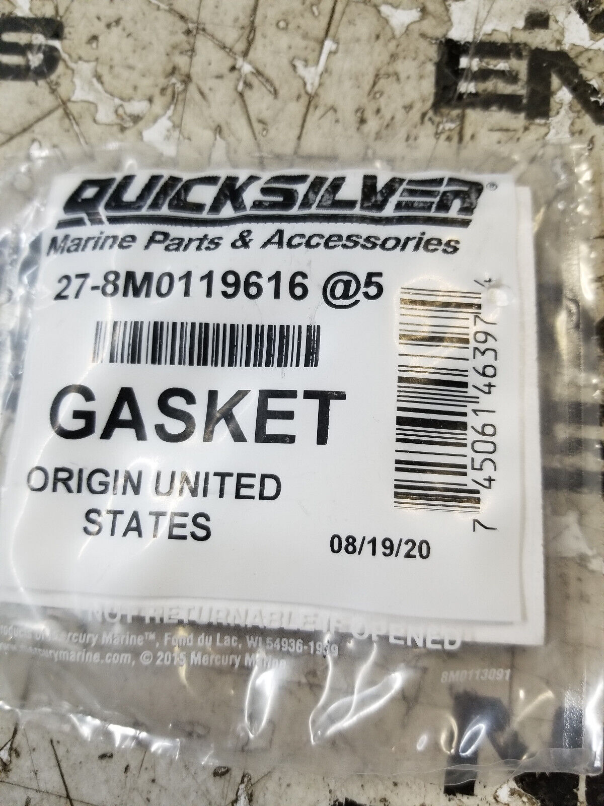 Mercury Mercruiser Quicksilver 27-8M0119616 1-PACK OF 5