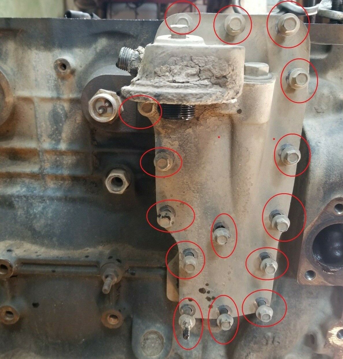 6.7L Cummins oil filter housing / oil cooler bolts