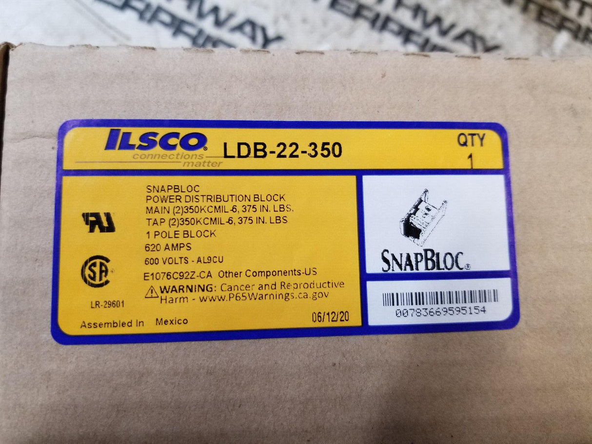 LDB-22-350 - Ilsco - Single Pole Distribution Block
