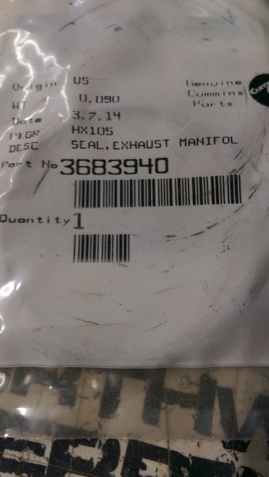 3683940 CUMMINS EXHAUST MANIFOLD SEAL