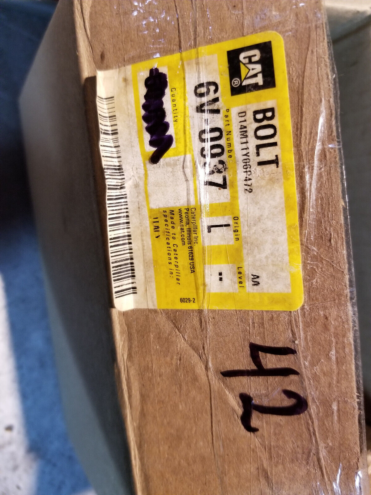 BOX OF 42 BOLTS - 6V-0937 CATERPILLAR 6V0937 5/8-18 Thread 53mm Long Bolt