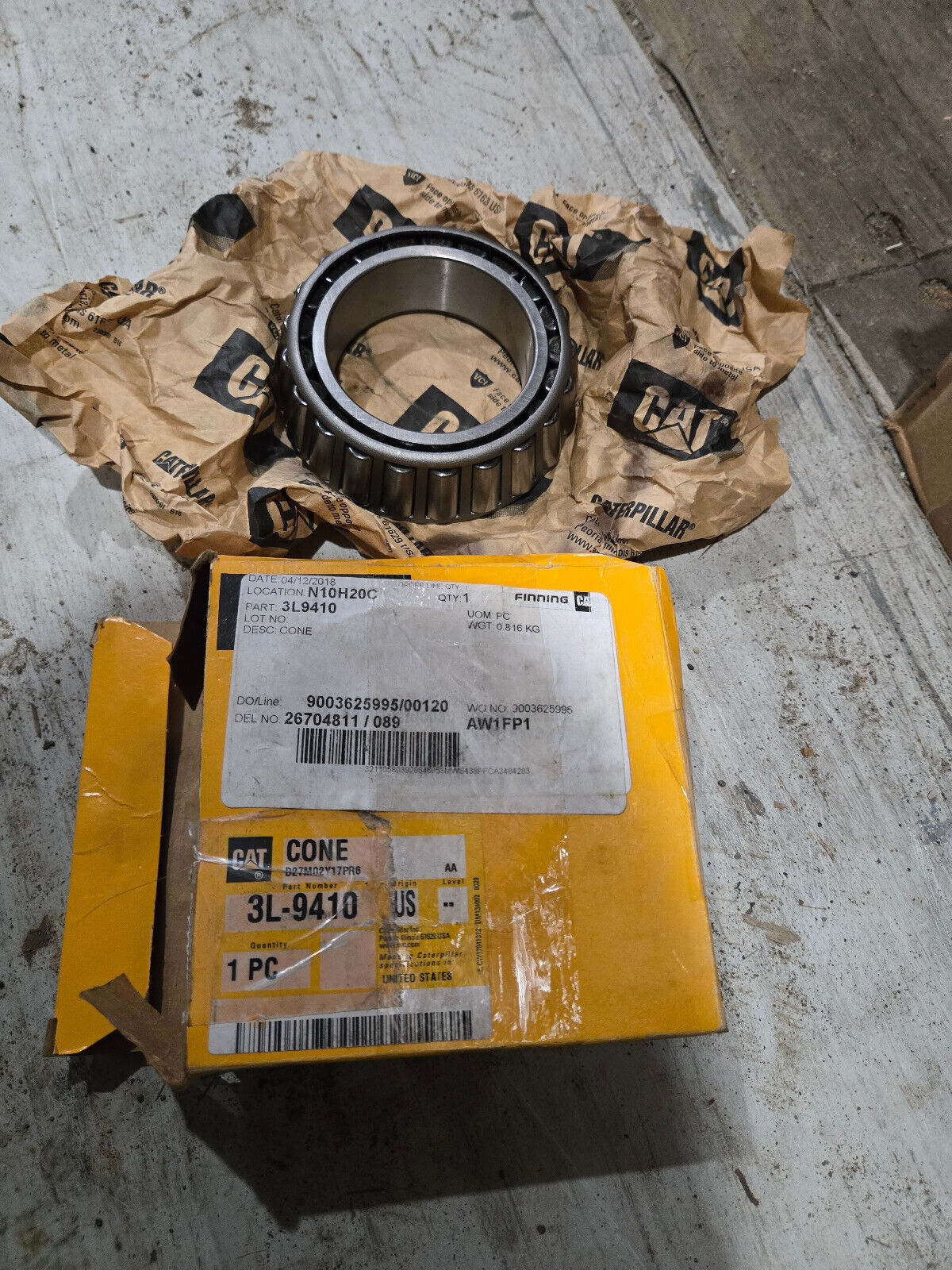 CATERPILLAR 3L-9410: 66.68mm ID Tapered Roller Bearing Cone 3L9410