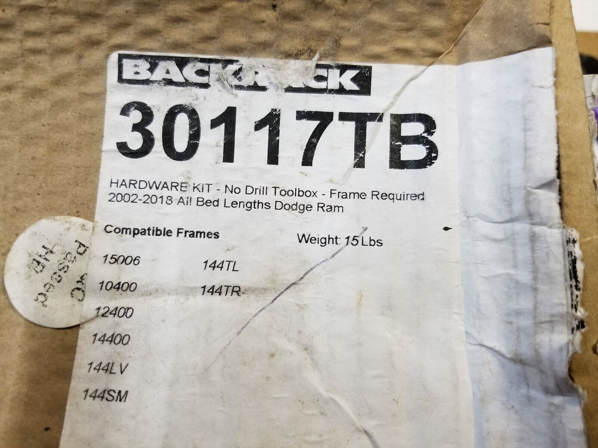 BACKRACK 30117TB Installation Hardware Kit