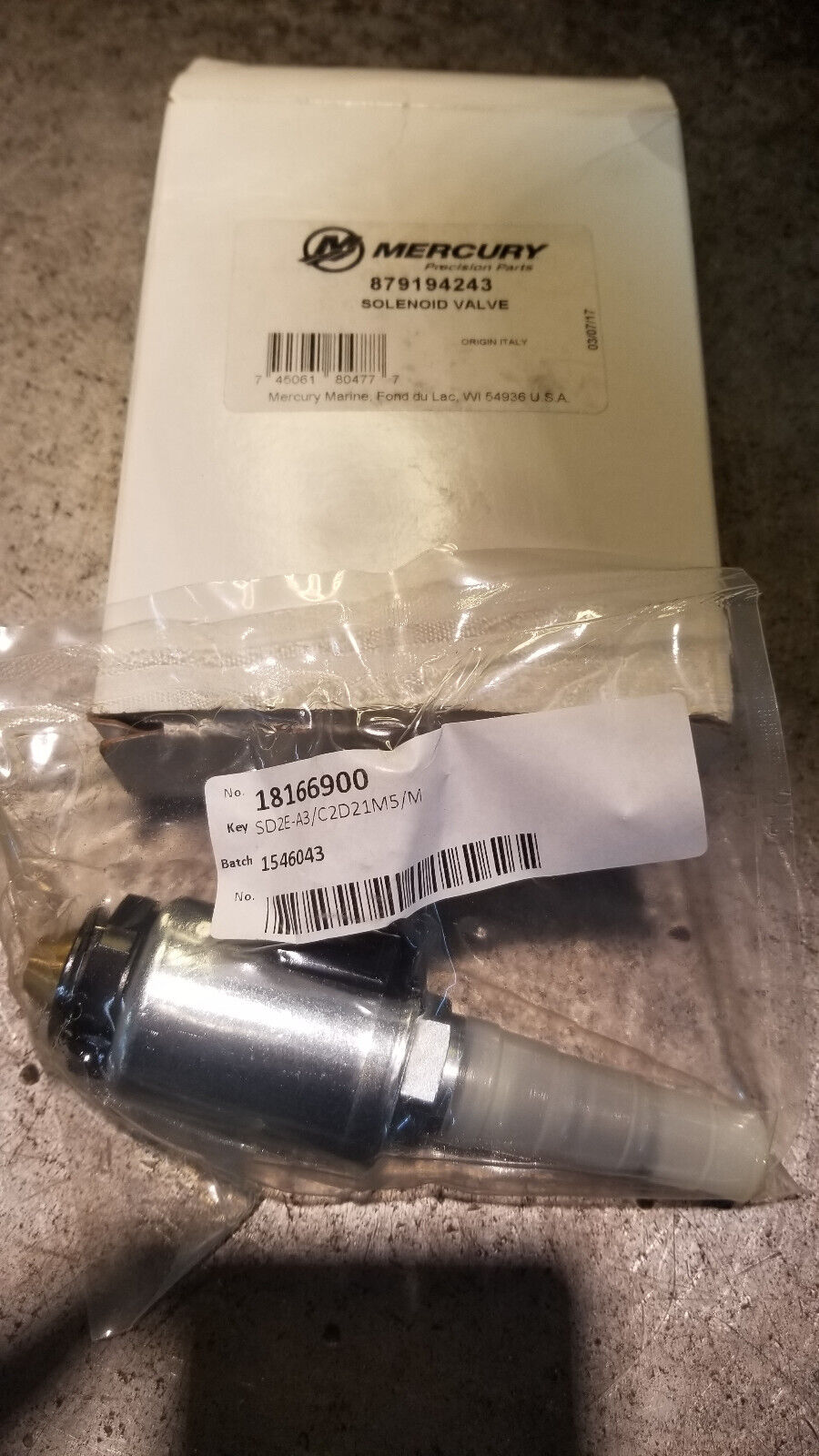 New Mercury Mercruiser Quicksilver 879194243 Solenoid Valve