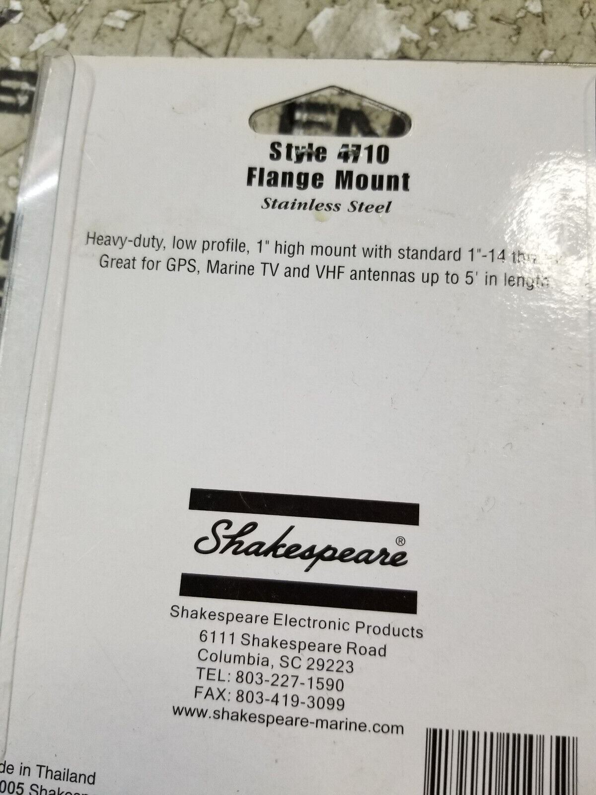 Shakespeare 4710 SS Flange Mount 1-1/2" High 1"-14 Thread