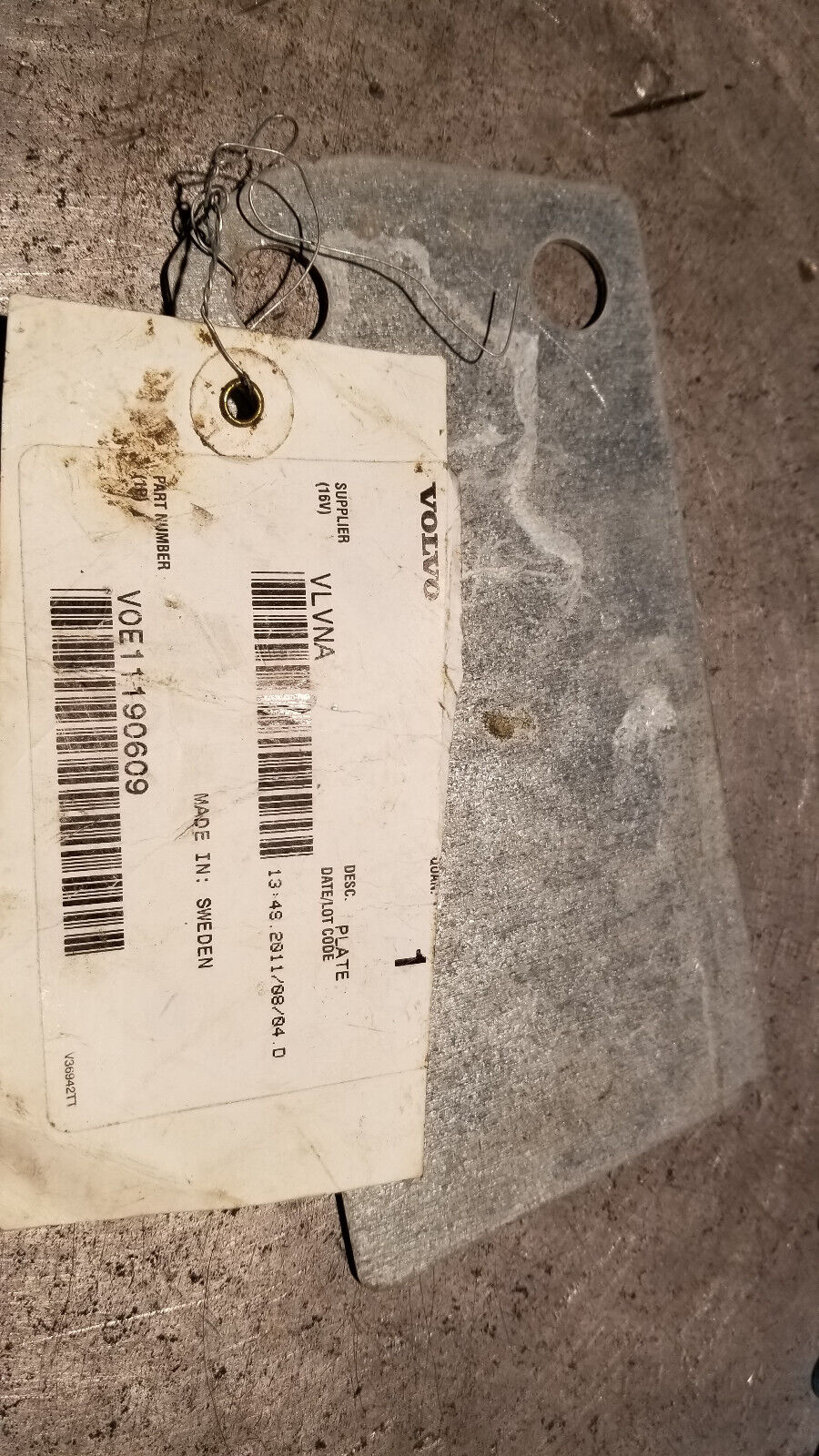 VOE11190609 VOLVO PLATE 11190609