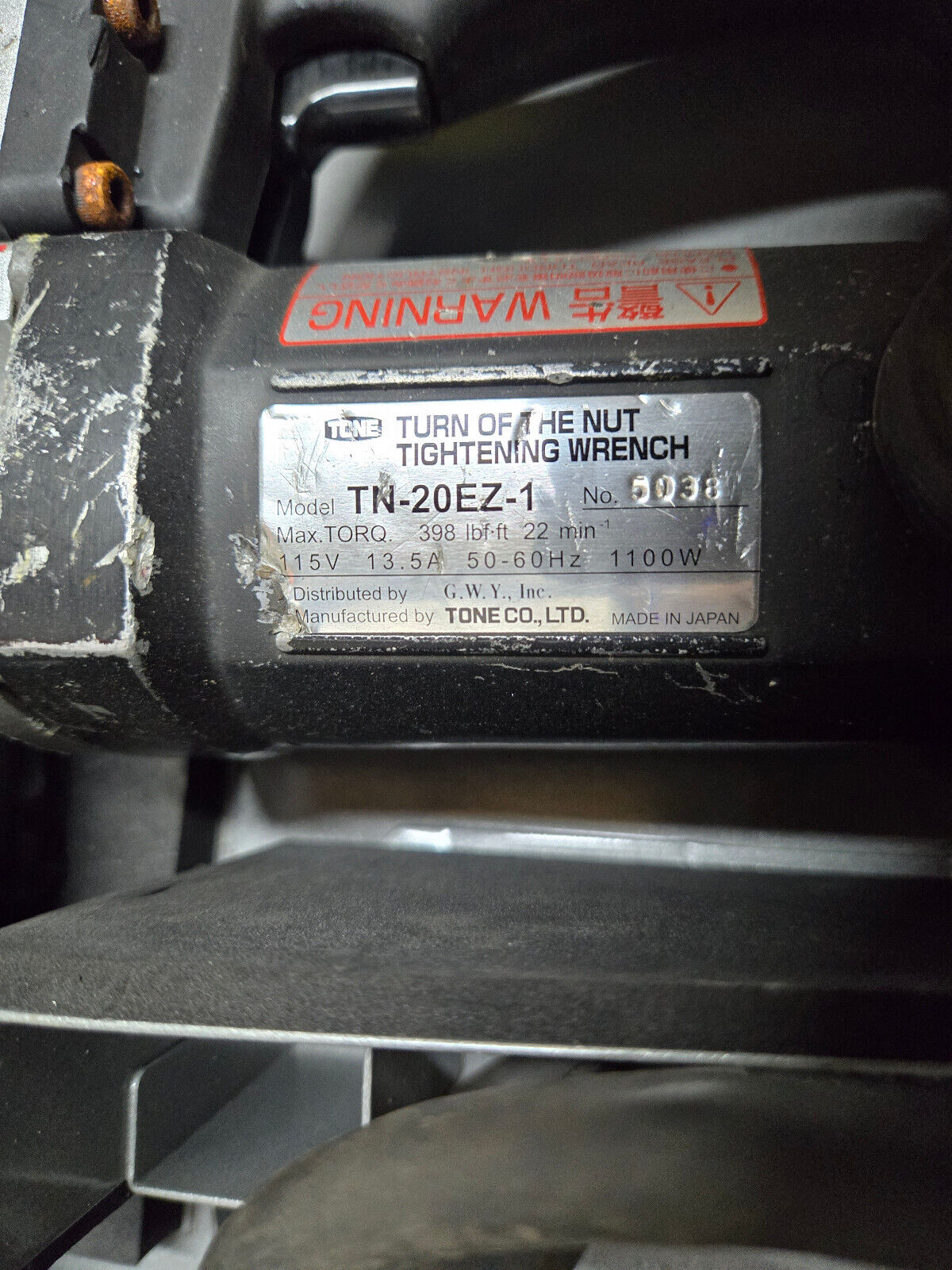 TN-20EZ-1 Tone Shear Wrench Model TN-20EZ-1 - Turn of the Nut Tightening Wrench