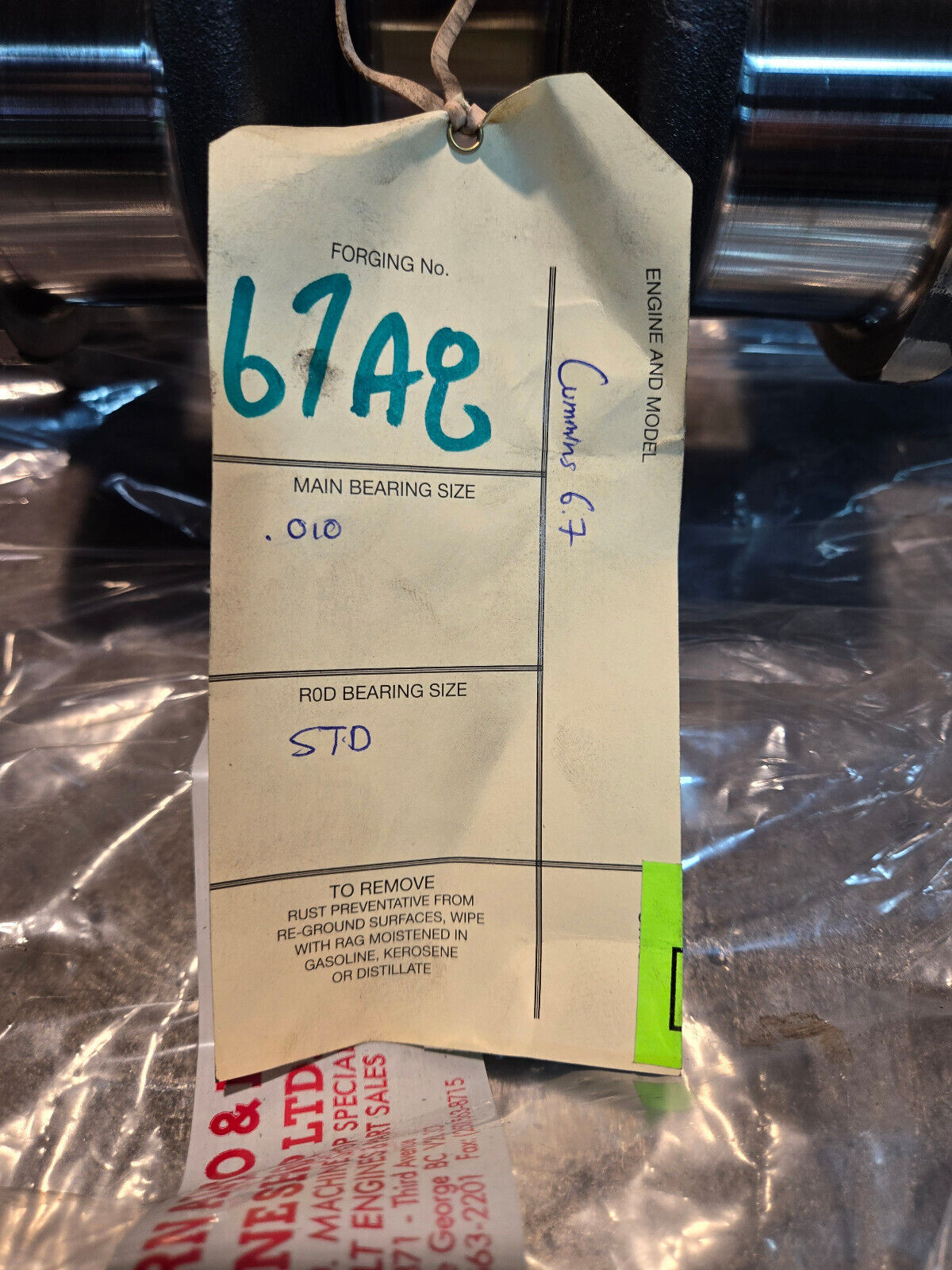 REMAN CUMMINS 6.7L CRANKSHAFT 4935613 POLISHED SONOFLUXED COMPLETE W GEAR