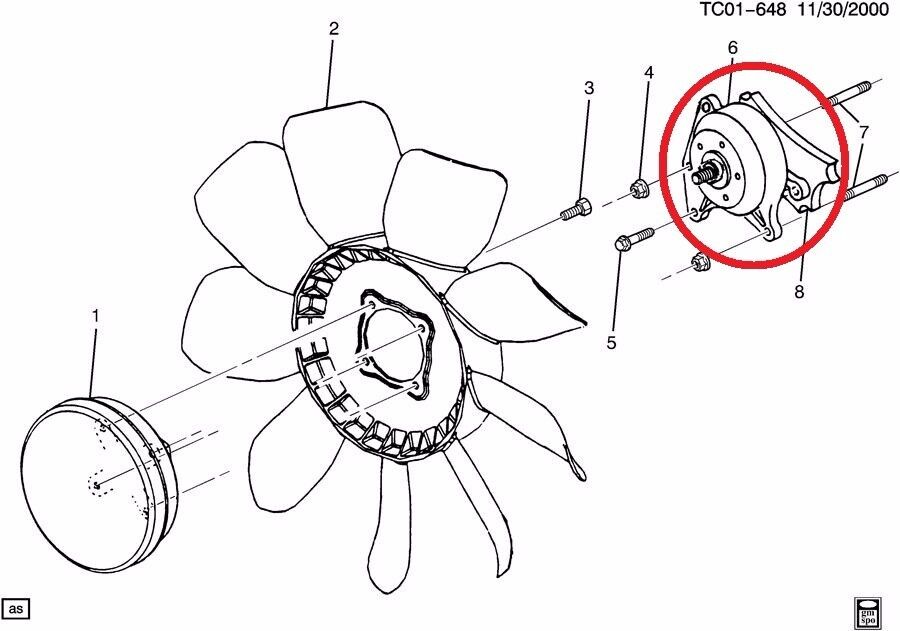 01-10 2001-2010 Duramax LB7 LLY LBZ LMM Fan Pulley w/bracket 97226289 w/holes