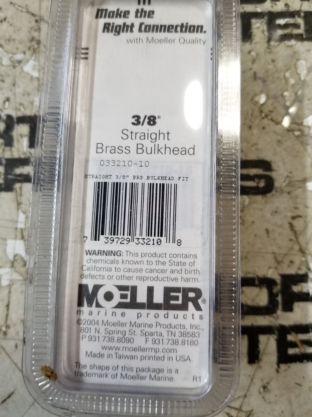 Moeller 033210-10 Brass Bulk Head Fitting 3/8"