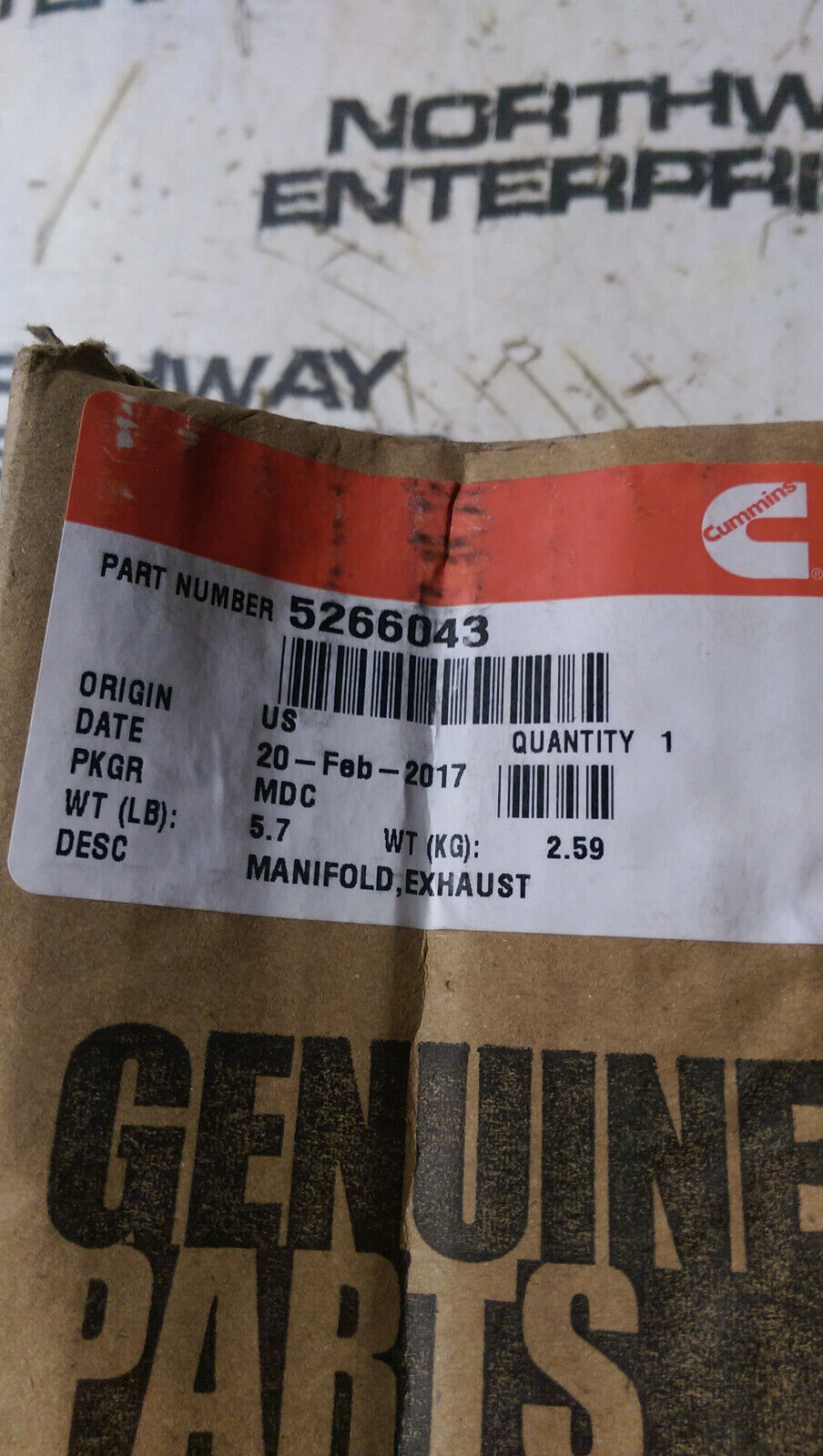 5266043 CUMMINS EXHAUST MANIFOLD