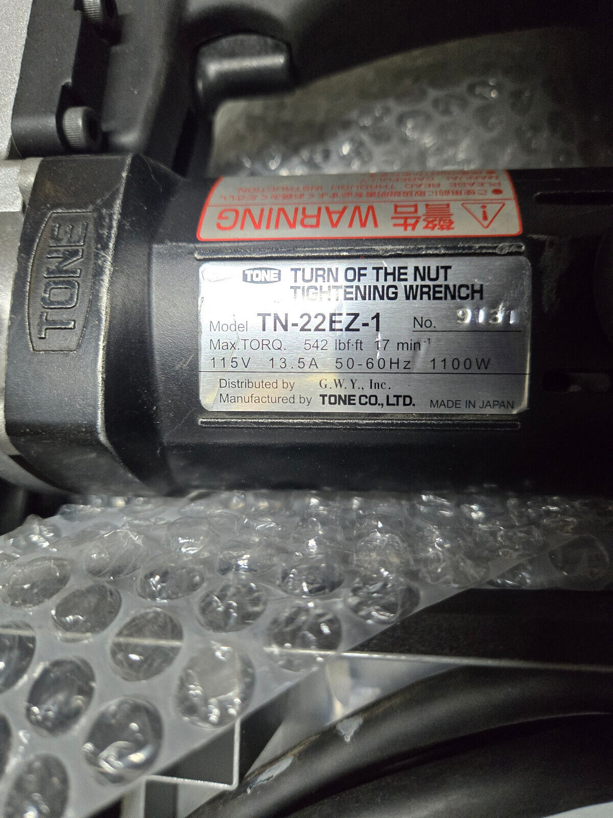 TN-22EZ-1 Tone Shear Wrench Model TN-22EZ-1 - Turn of the Nut Tightening Wrench