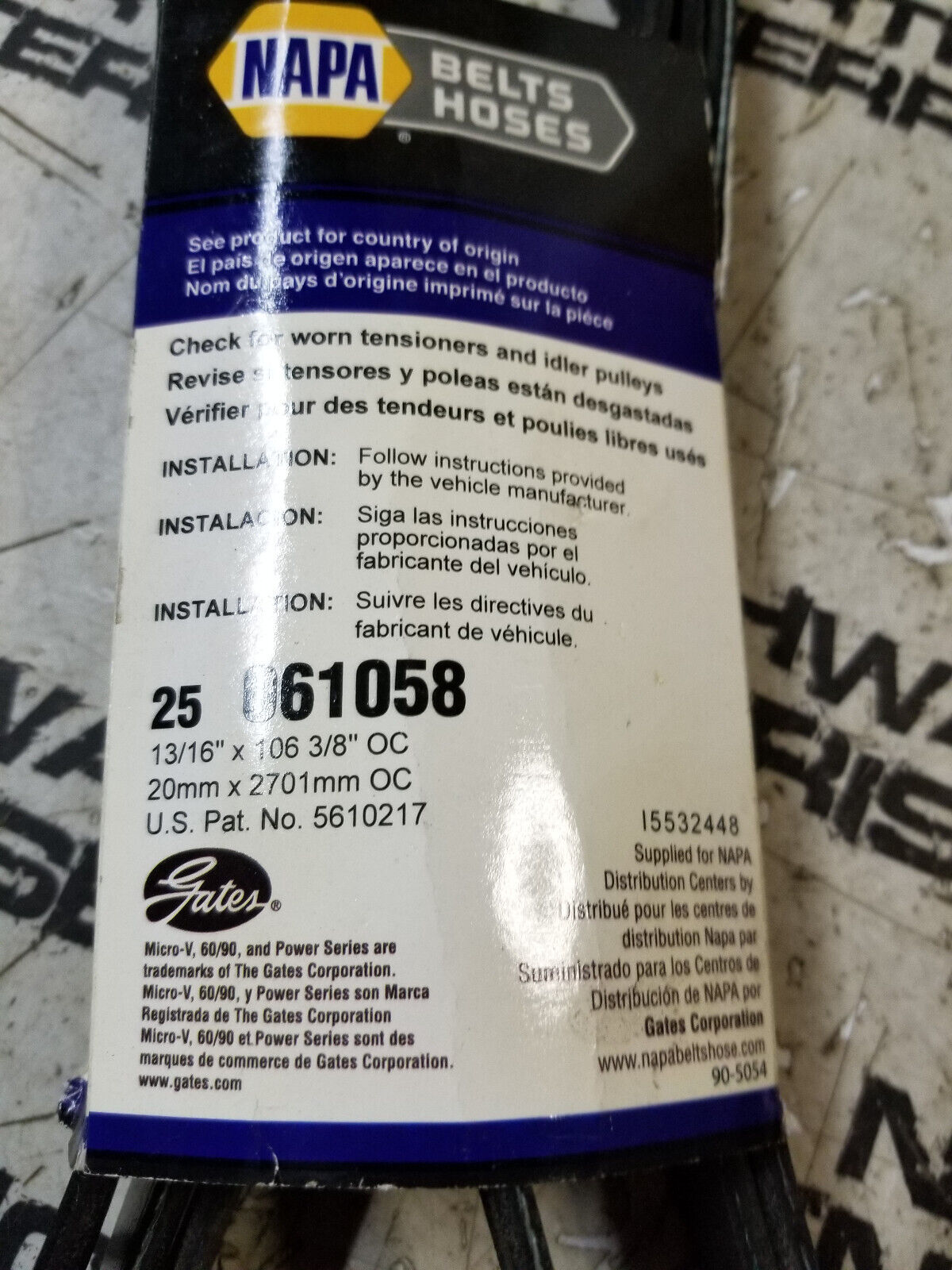 NAPA-Gates Serpentine Belt 25-061058 061058