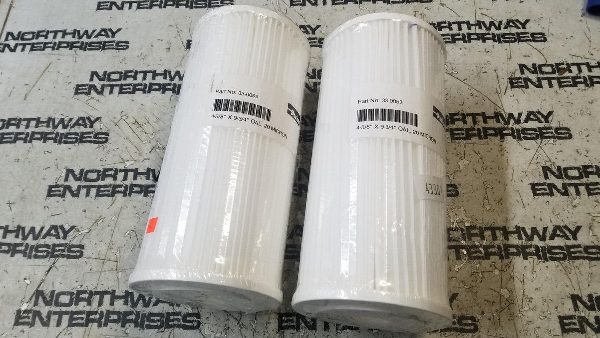 LOT OF 2PC Parker Sediment Filter, 20 micron, 18 Sq Ft, 510?, PN: 33-0053