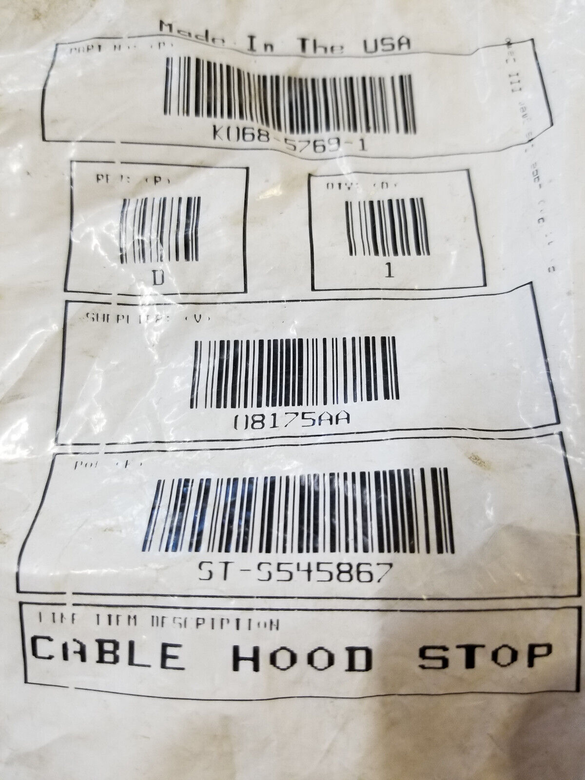 KENWORTH Cable Assembly - Hood Stop K068-5769-1