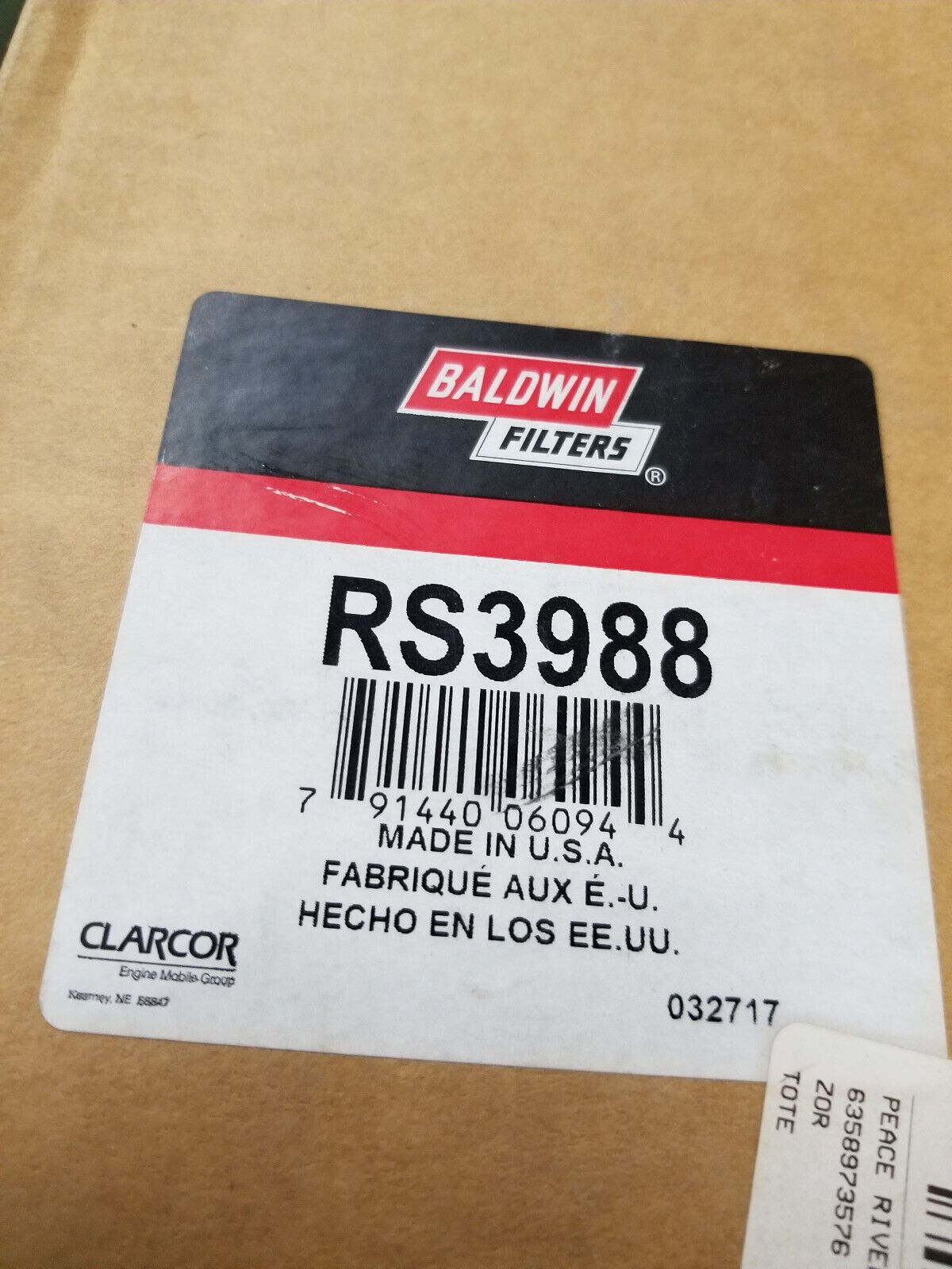 RS3988 BALDWIN AIR FILTER CROSSES TO RE68048 Wix 46489