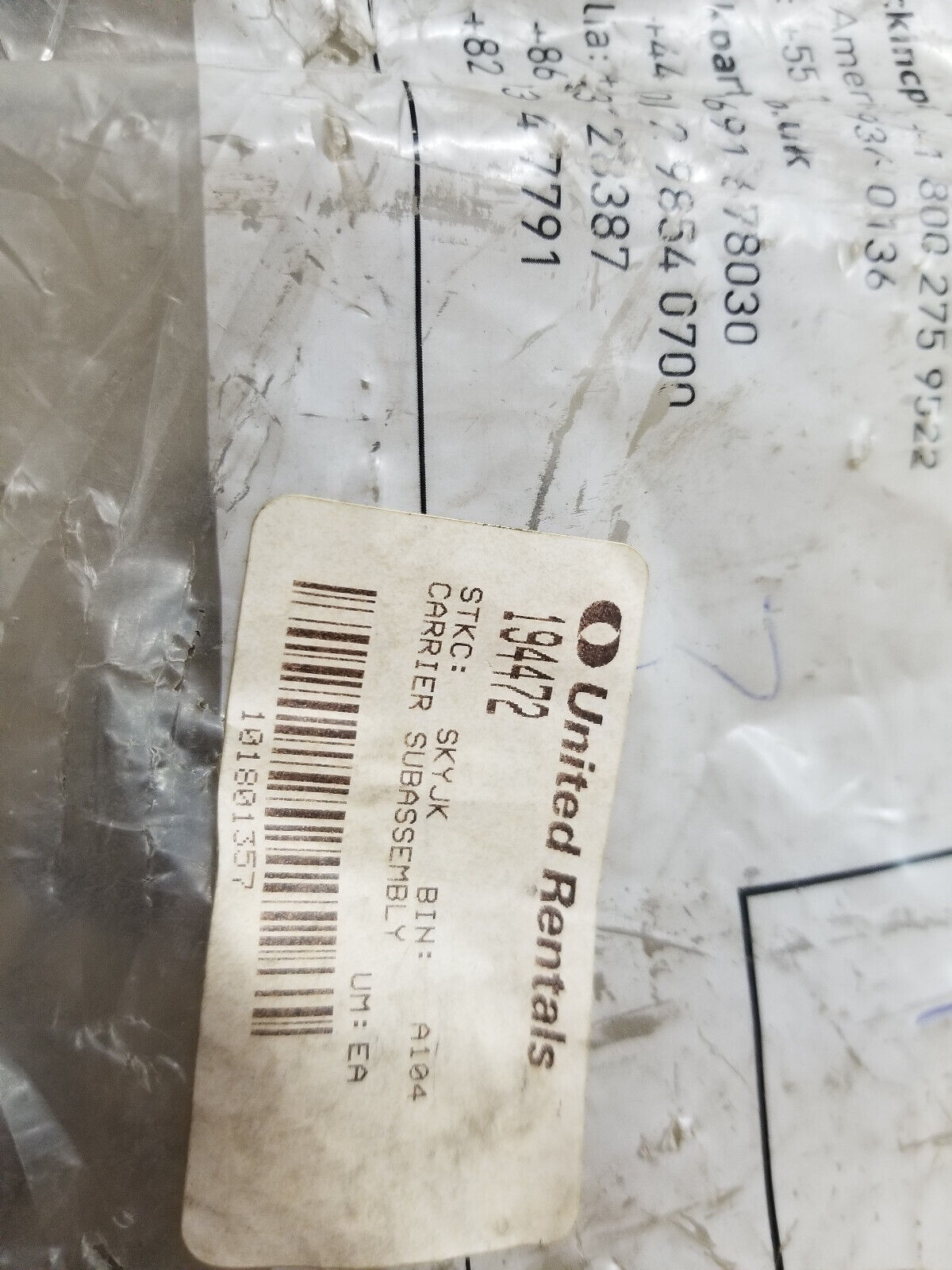 SkyJack Part # 194472 - Carrier Subassembly