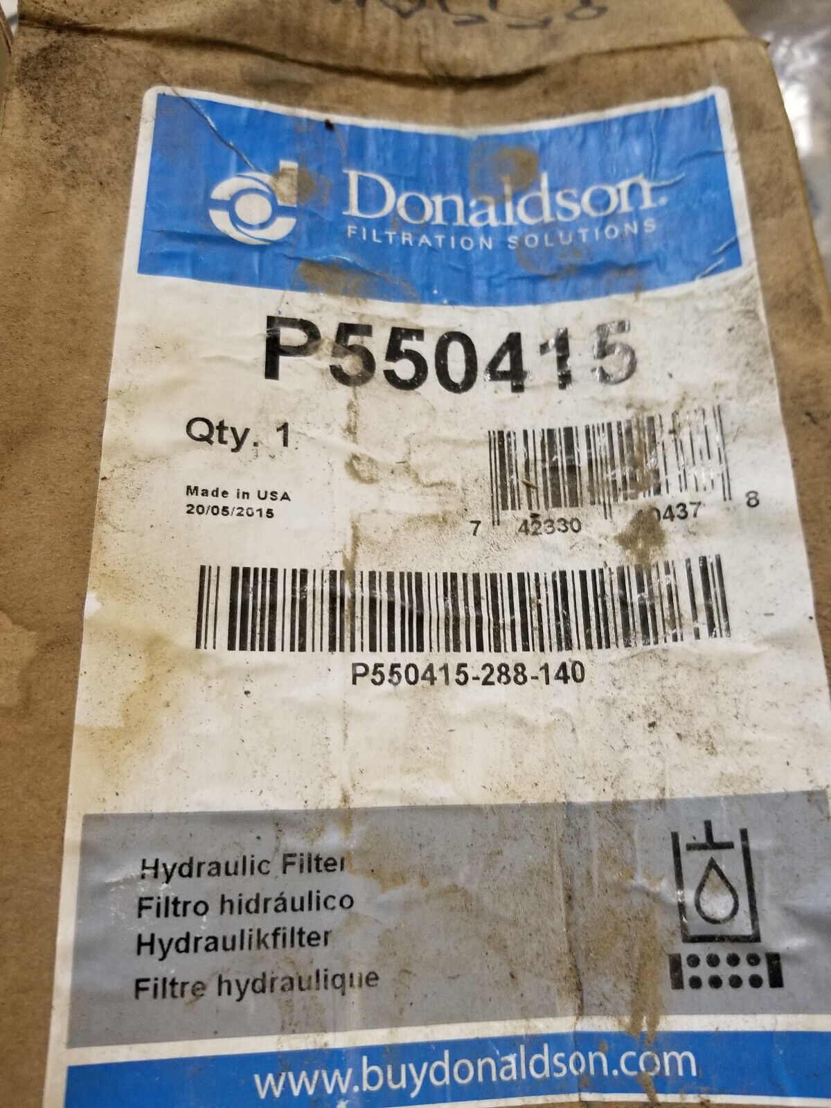 DONALDSON P550415 SPIN ON HYDRAULIC FILTER CROSS AT140315