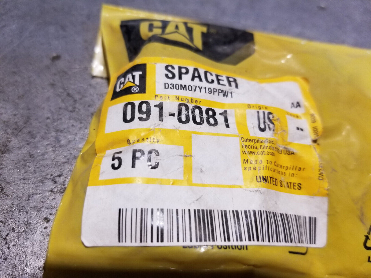 1 bag of 5pc - 091-0081 Caterpillar 11mm Inside Diameter Steel Spacer 091-0081