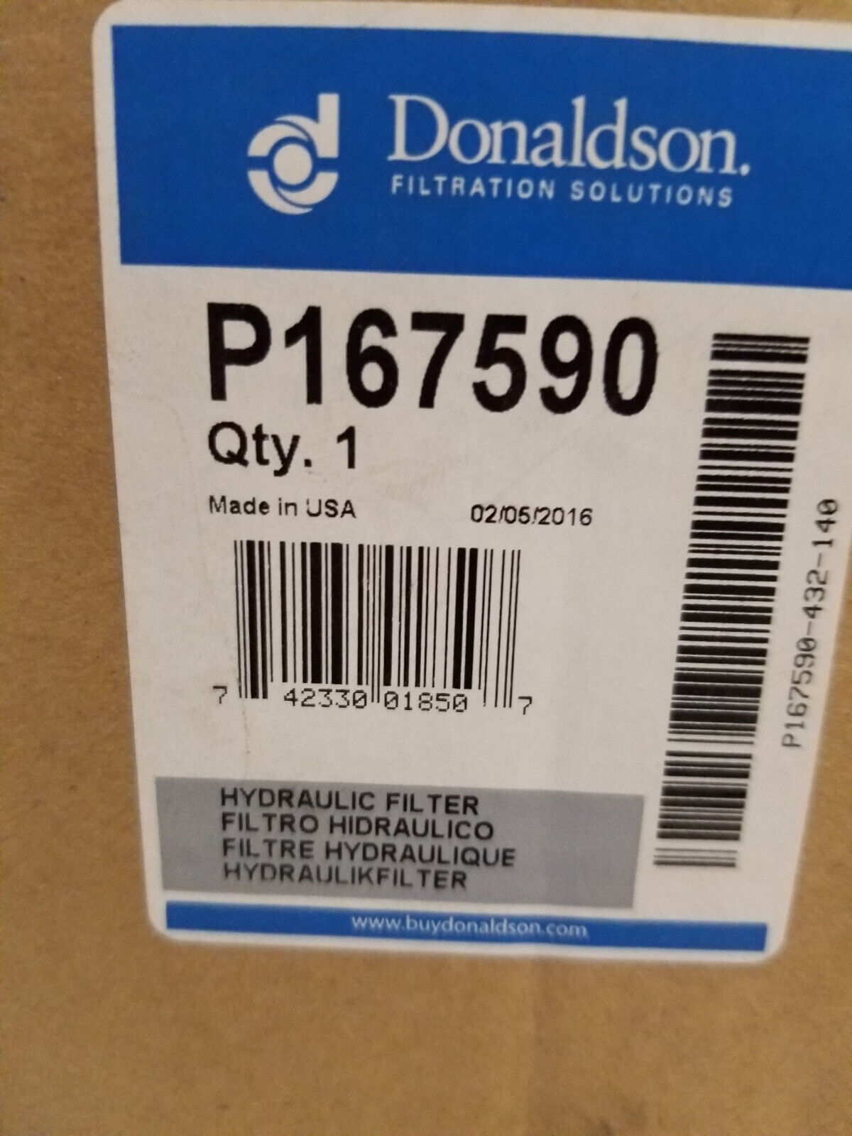 P167590 DONALDSON SPIN ON FILTER