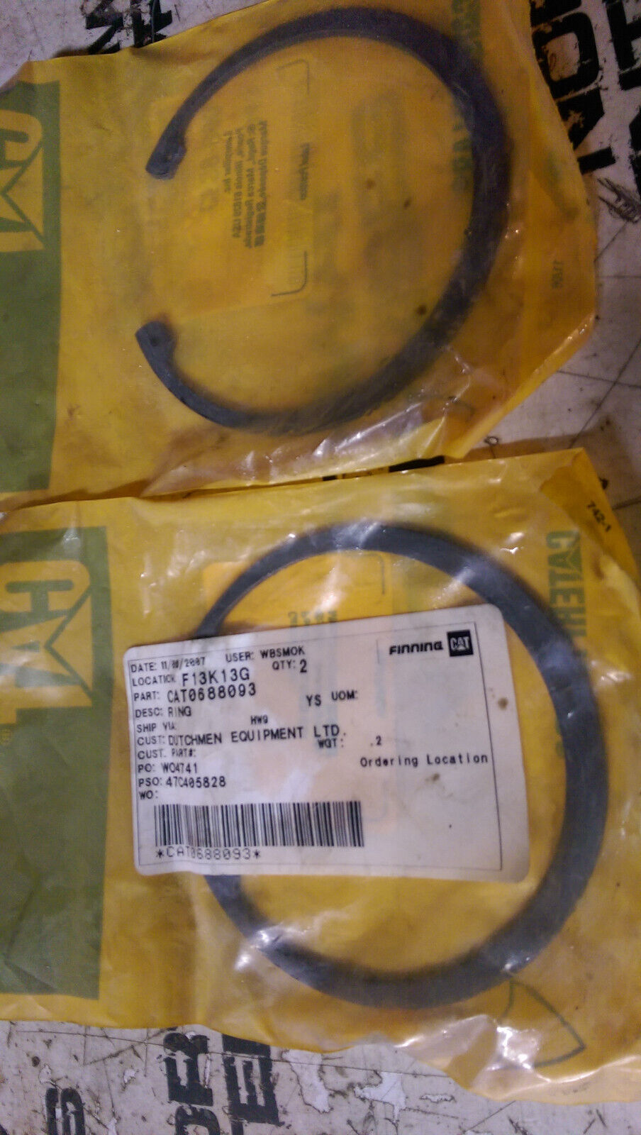 LOT OF 2 - 0688093 068-8093 CAT SNAP RING
