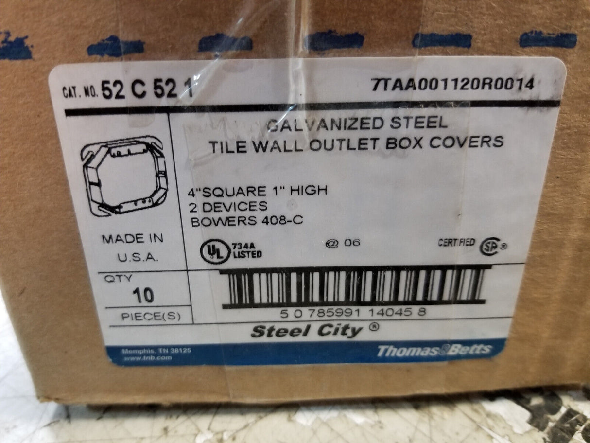 BOX OF 10pc - STEELCITY 52-C-52-1 Tile Wall Square Box Cover