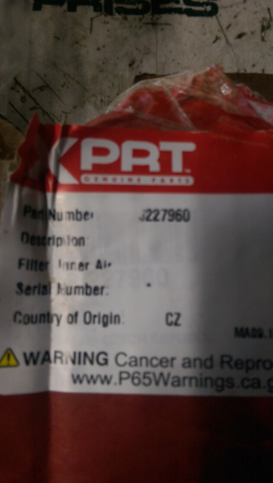 J227960 MANITOU INNER AIR FILTER