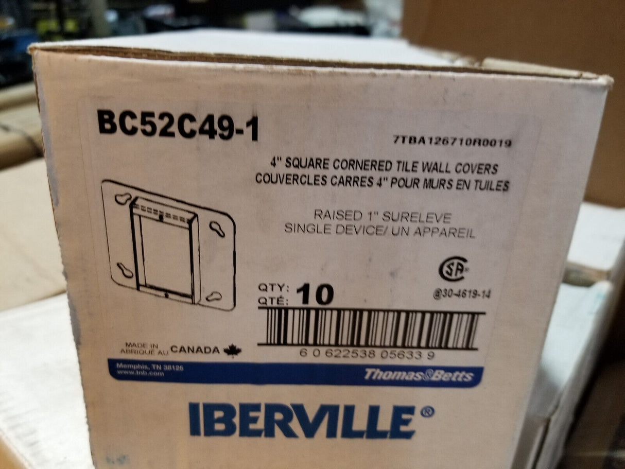 BOX OF 10 - IBERVILLE BC52C494 4"SQ1 TILE RING 1"RAISED
