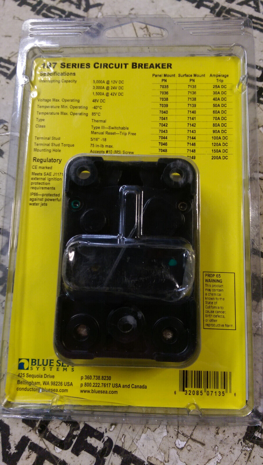 Blue Sea Systems 187-Series Circuit Breaker48V DC25AIP66Panel Mount 7135